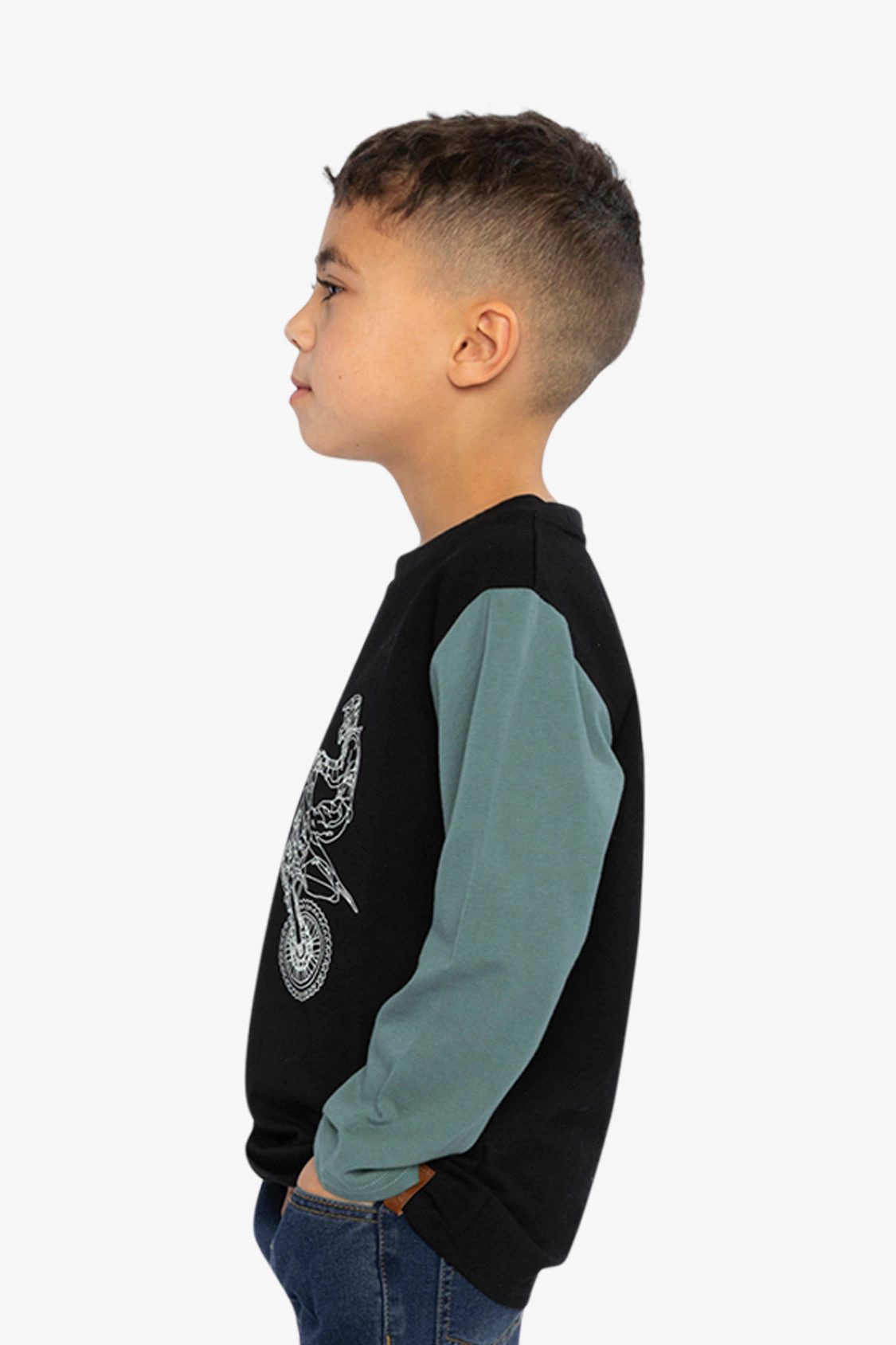 Deux par Boys Long Sleeve T-Shirt with Glow-in-the-Dark Motorcycle Graphic