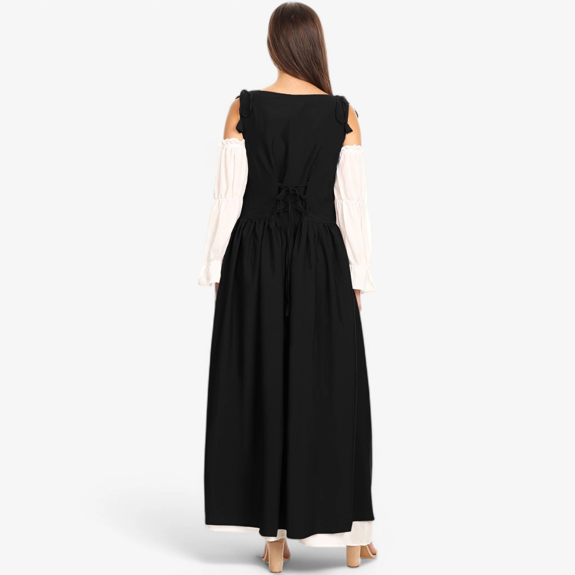 Anna-Kaci Women's Renaissance Lace-Up Shoulder Tie Straps Overdress