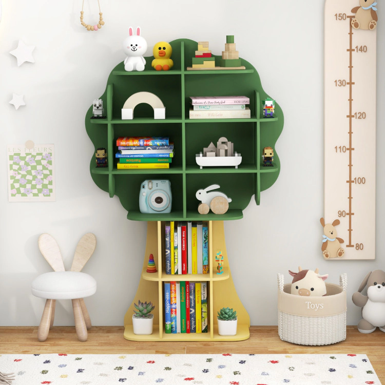 Hivvago Green Kids Bookcase Shelf Toy Storage Organizer with Open Storage Shelves