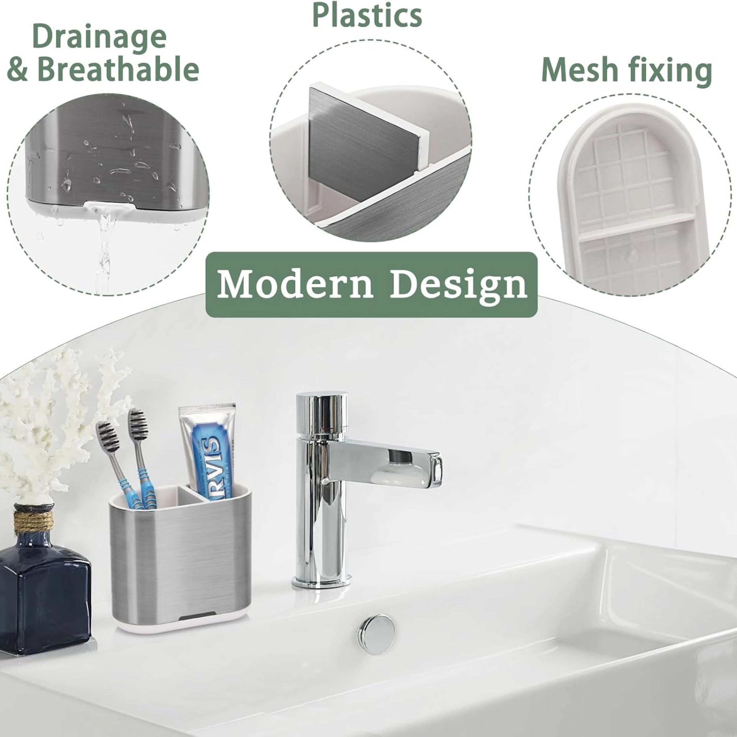Stock Preferred 2 Slot Plastic Toothbrush and Toothpaste Holder with Drainage