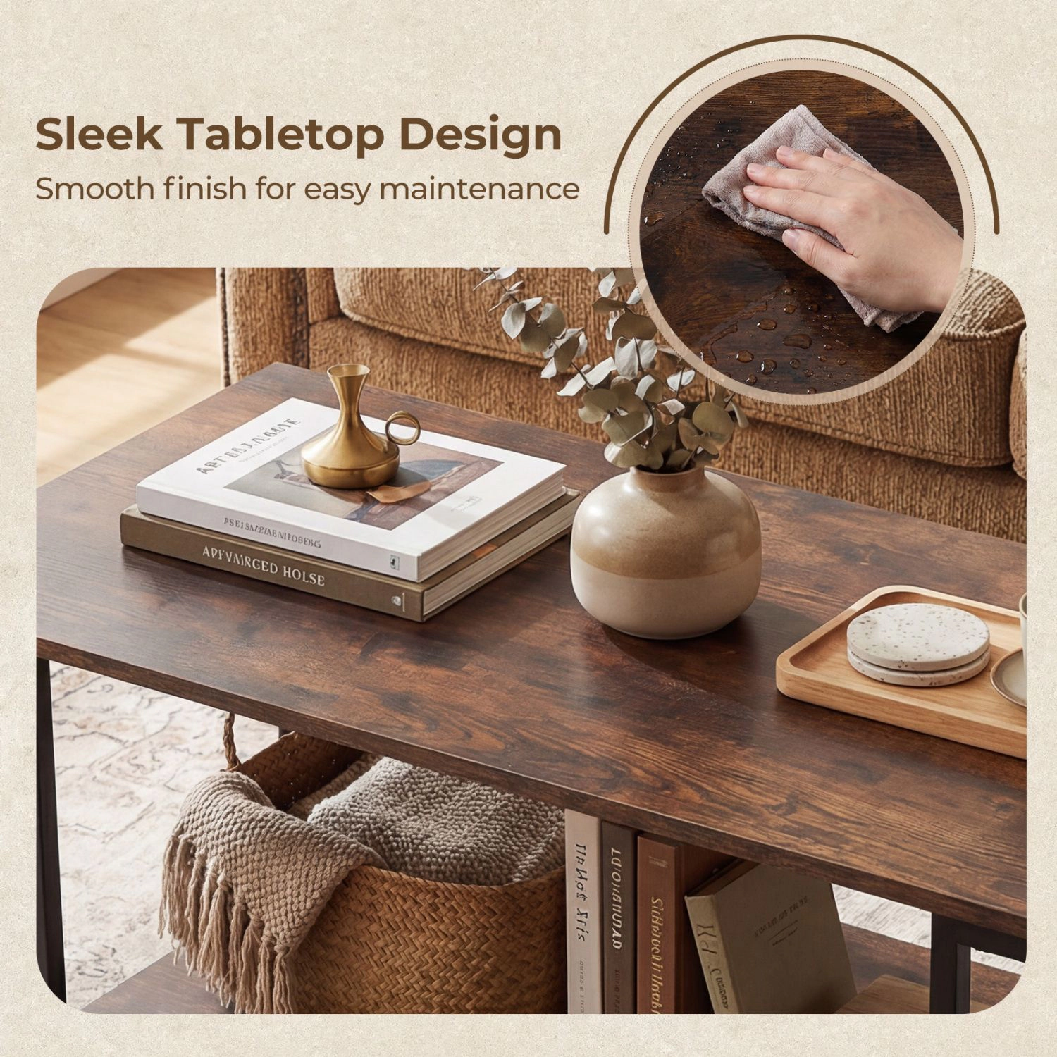 SlickBlue Modern Accent Table Open Storage Shelf Coffee