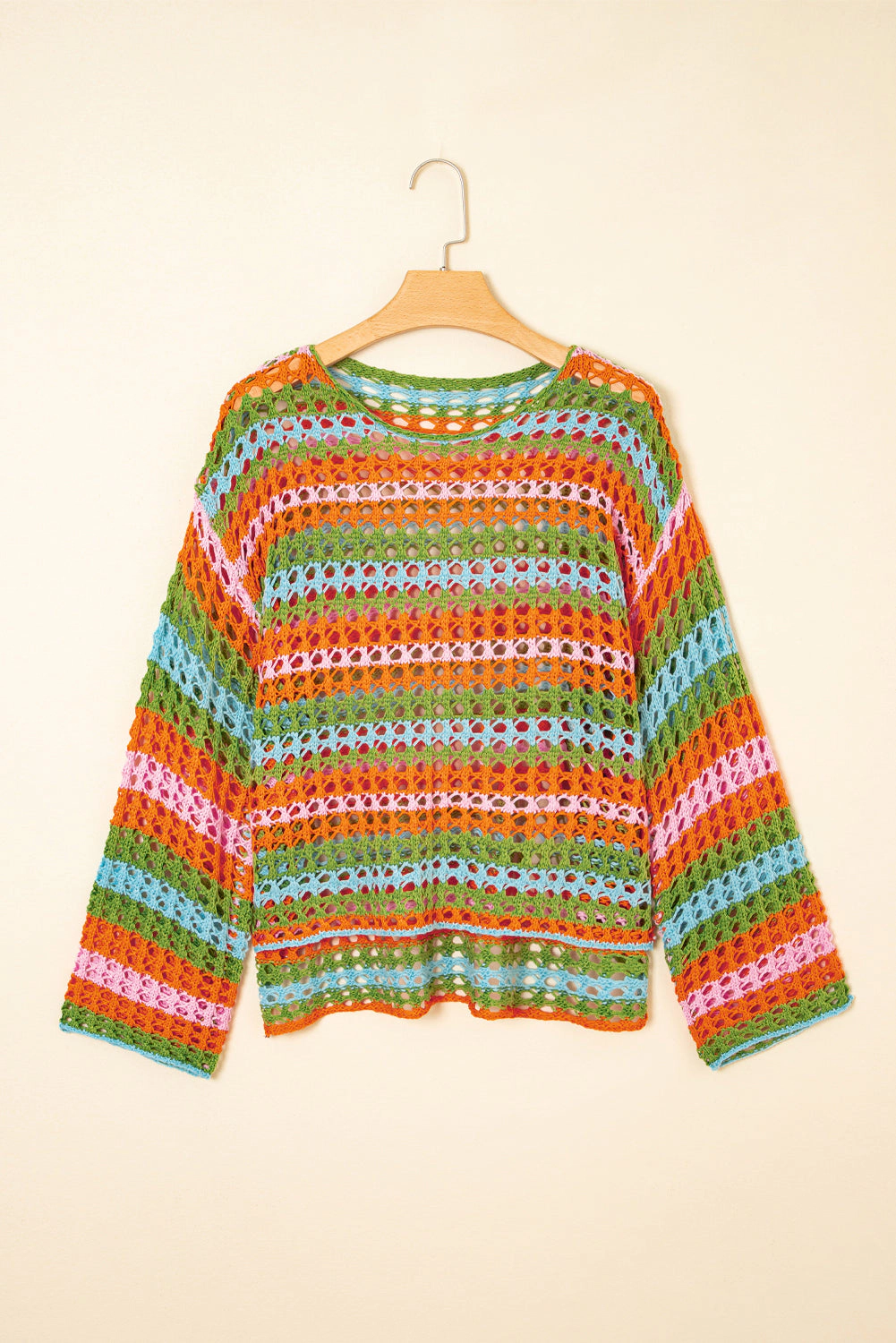 Threaded Pear Women's Cora Stripe Open Knit Sweater