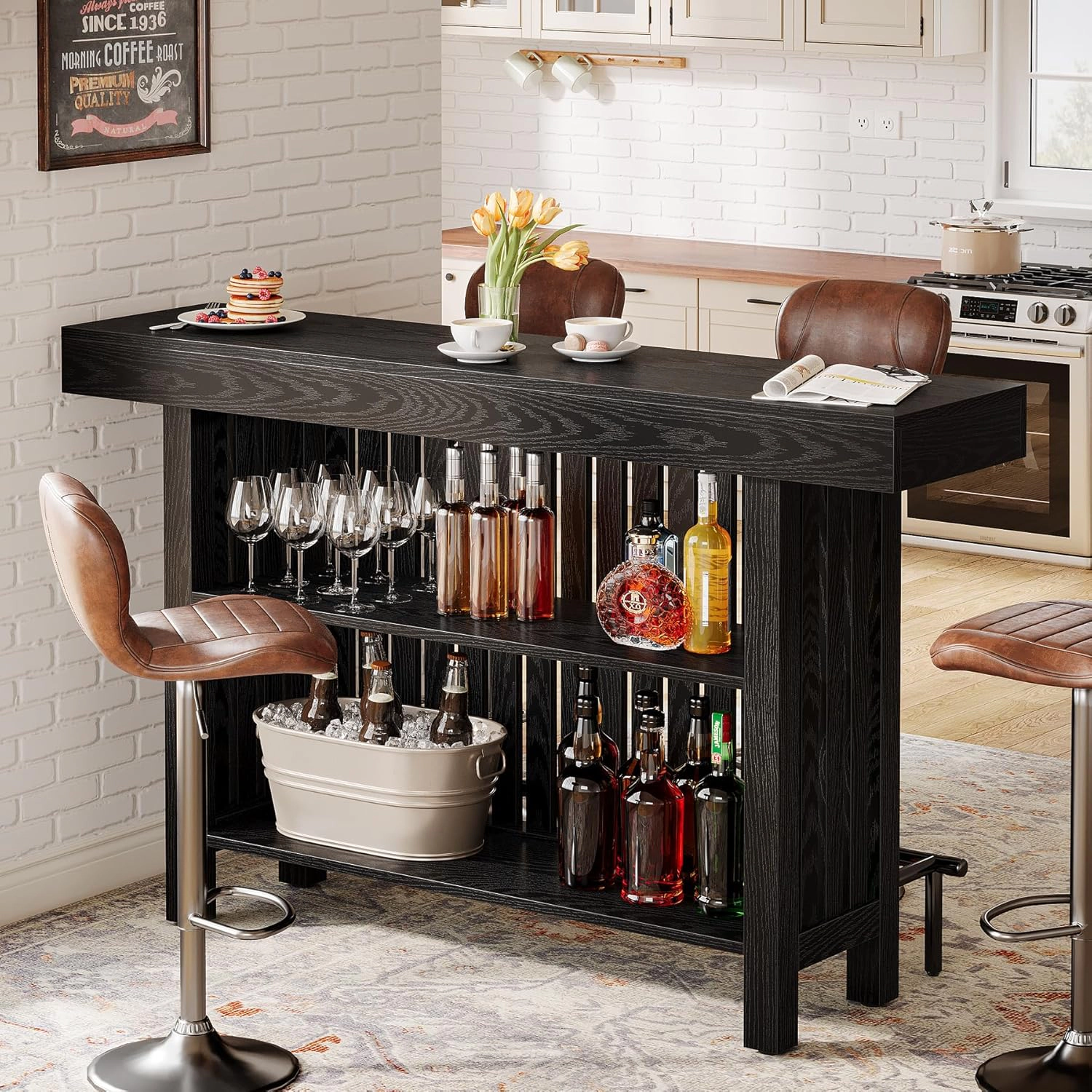 Tribesigns Large Home Bar Unit, 2-Tier Mini Table