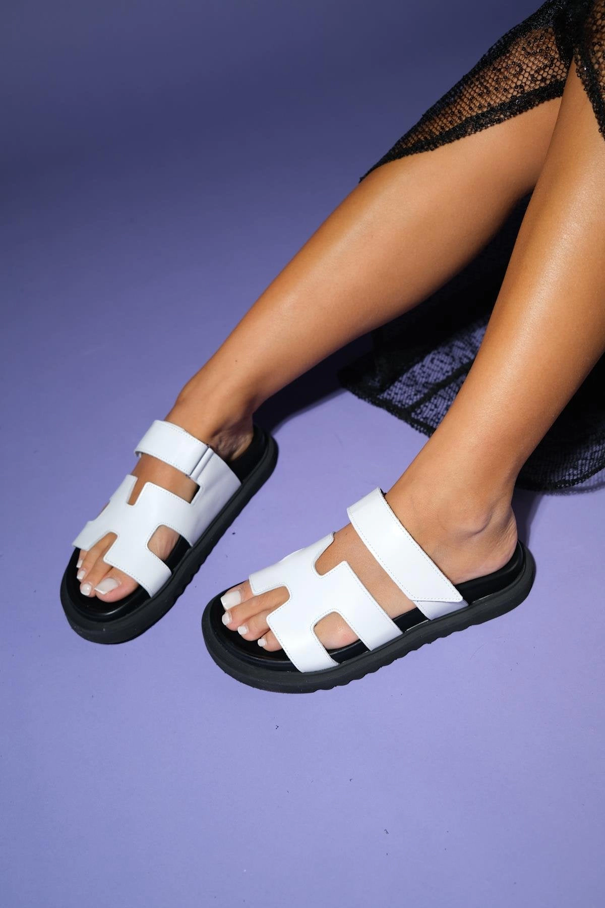 Forever & Always Womens Morte Leather Slide Sandals