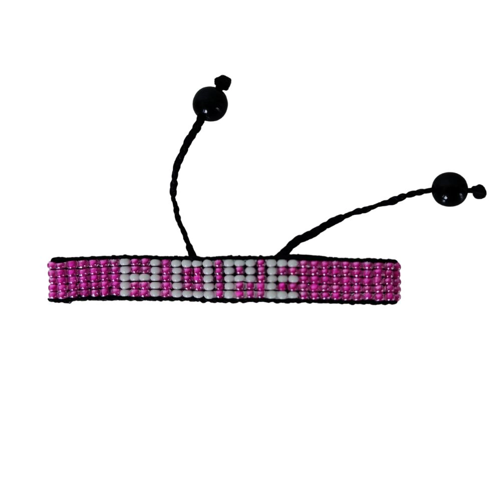 SAWA SAWA Breast Cancer Awareness Handmade Beaded Bracelet – Pink with White HOPE