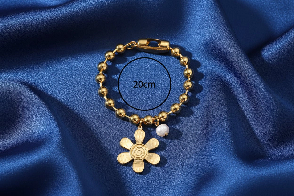 DressAtR Women's Flower Gold Plated Chain Bracelet