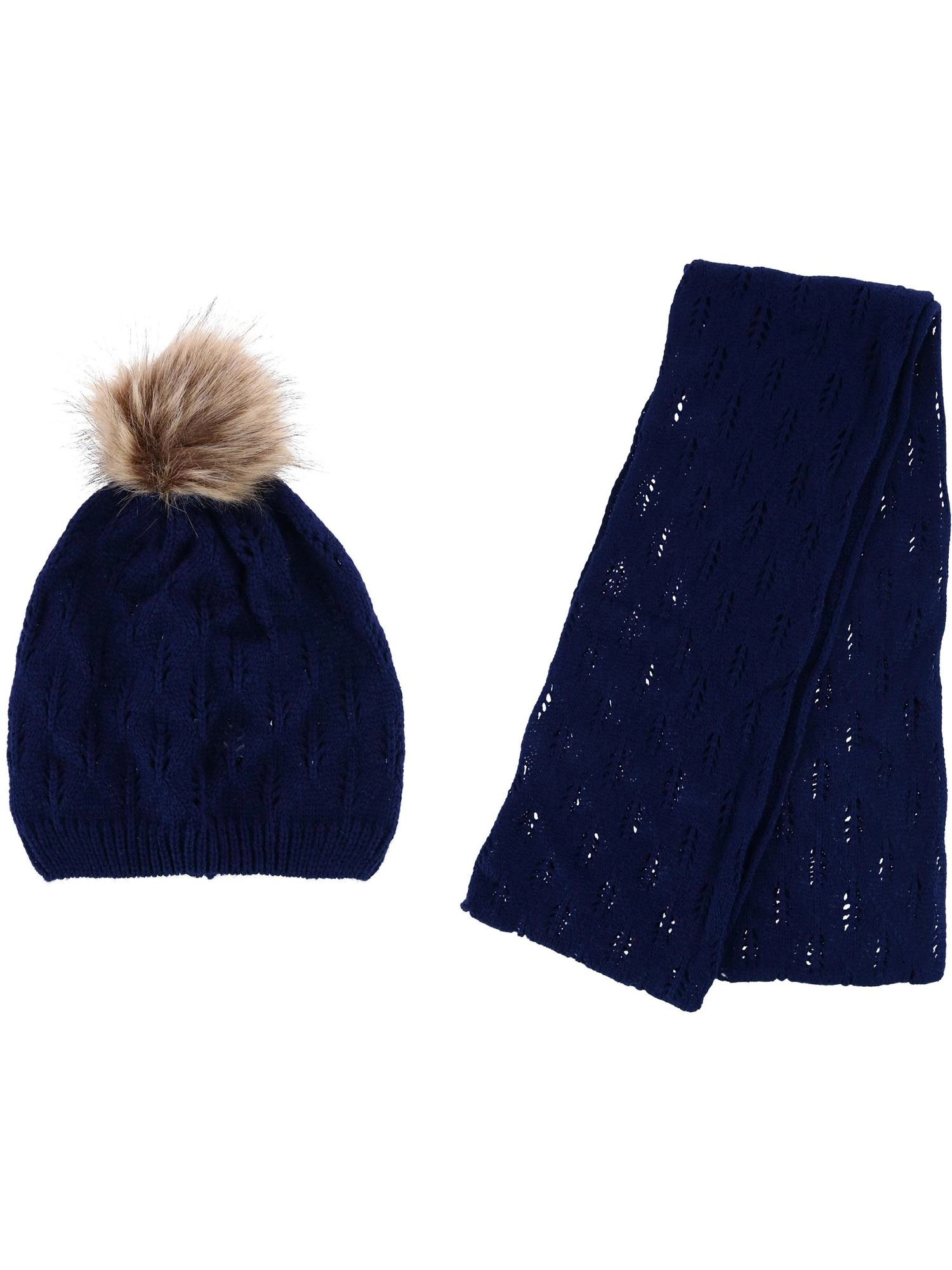 Connex Gear Women's Acrylic Knit Beanie Pom Hat and Infinity Scarf Set