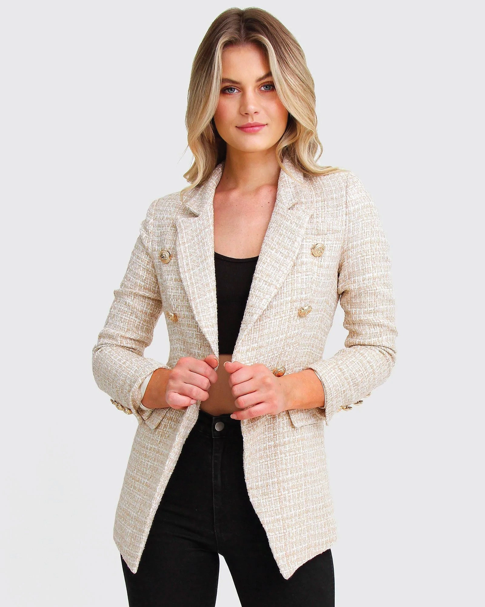 Belle & Bloom Womens Princess Polina Textured Weave Blazer