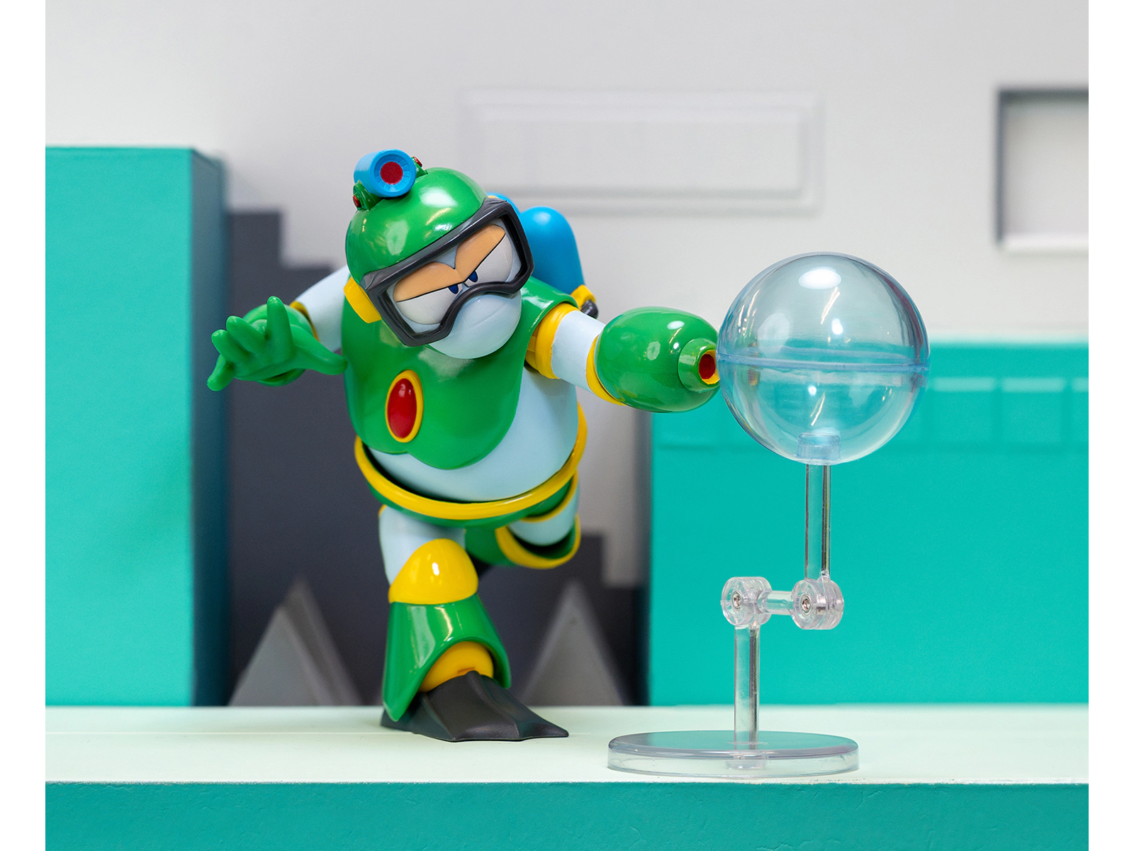 Jada Bubble Man 5" Moveable Figure (Deluxe Version) with Accessories and Alternate Head and Hands "Mega Man"