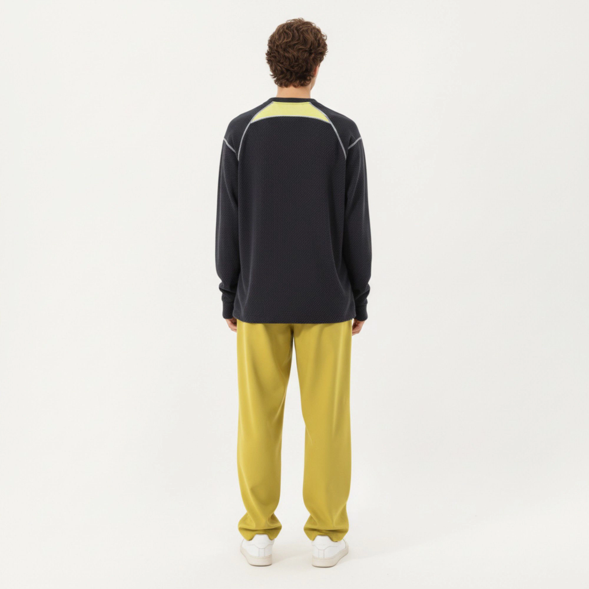 Anna-Kaci Men's Long Sleeve Crew Neck Pullover Top with Textured Knit Fabric and Zipper Chest Pocket