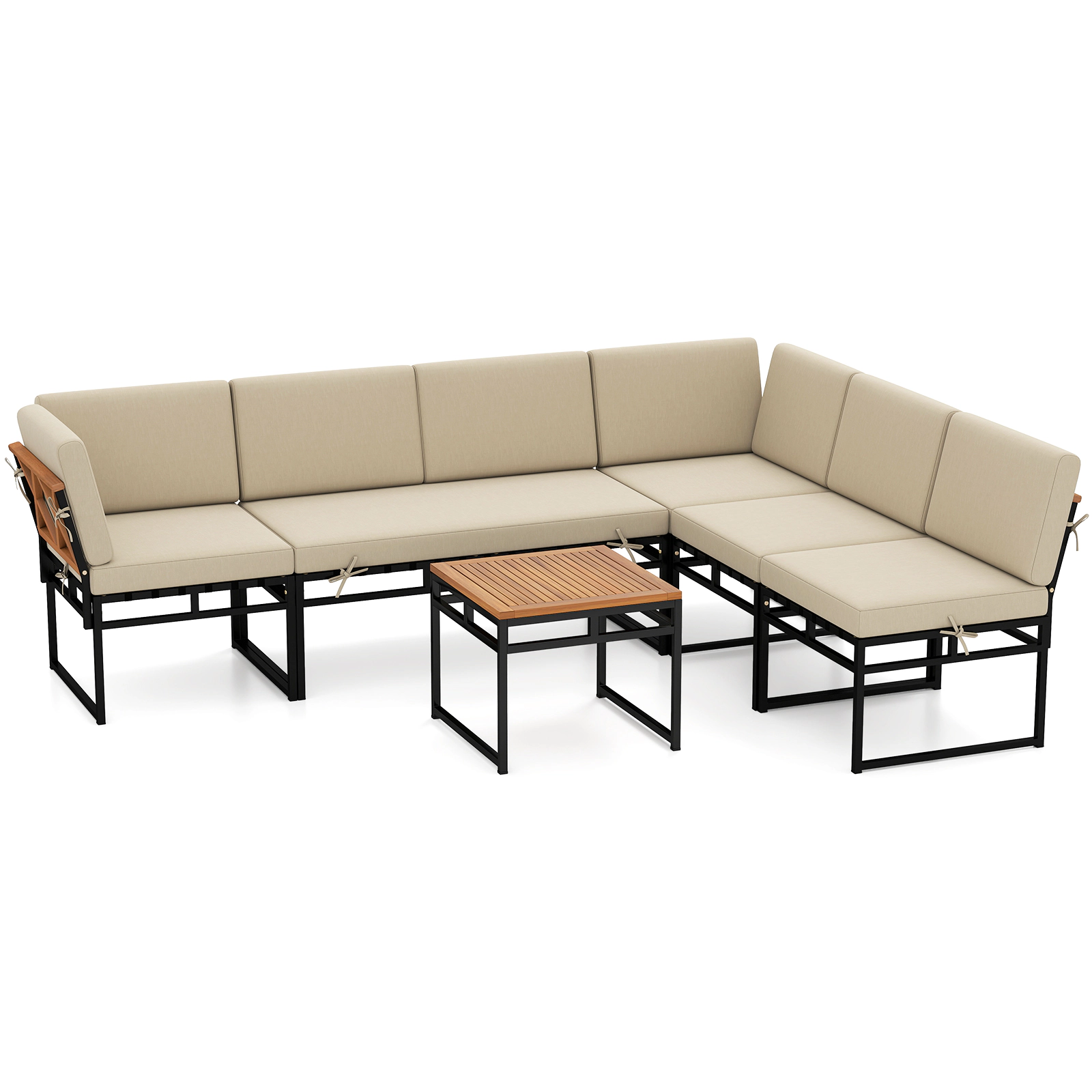Hivvago 6 Piece Outdoor Sectional Sofa Set Metal Conversation Set with Cushions
