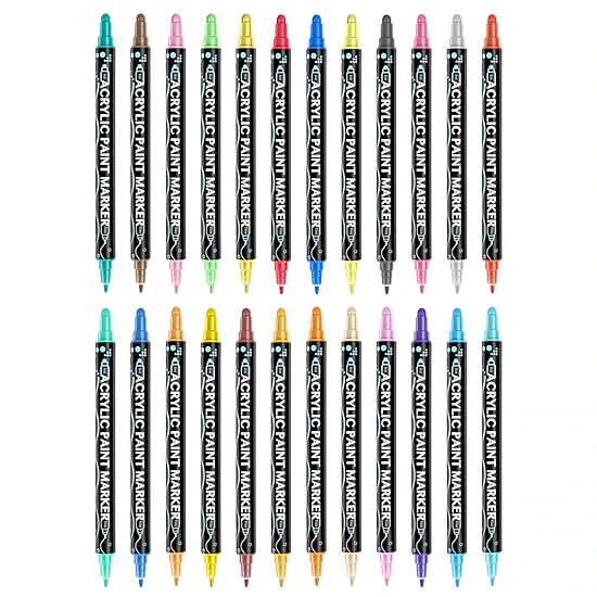 GBruno Dual-Tip Acrylic Paint Markers, 24-Color Set