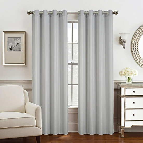 Olivia Gray Gilbert Solid Single Grommet Curtain Panel Pair - 54x84", Gray