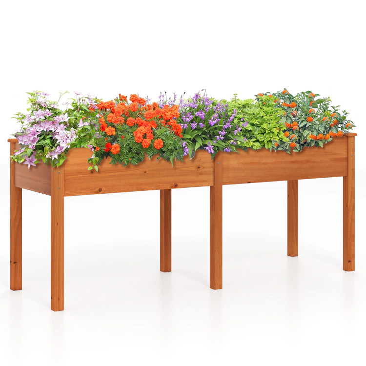 Hivvago Wooden Garden Growing Bed with Divider Panel and Drainage Holes