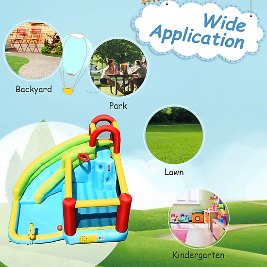 SUGIFT Climbing Wall Basketball Hoop and 550W Blower 6-in-1 Kids Inflatable Bounce House