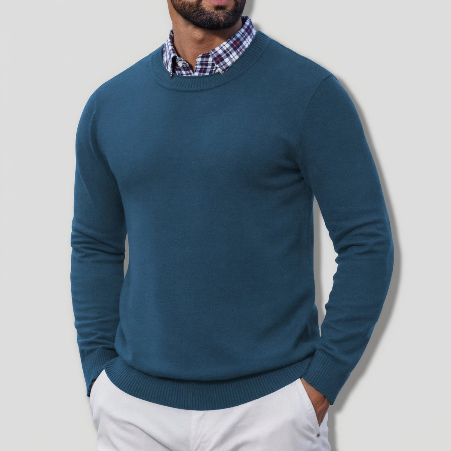 COOFANDY Mens Classic Long Sleeve Sweater Fall Crew Neck Ribbed Casual Pullovers