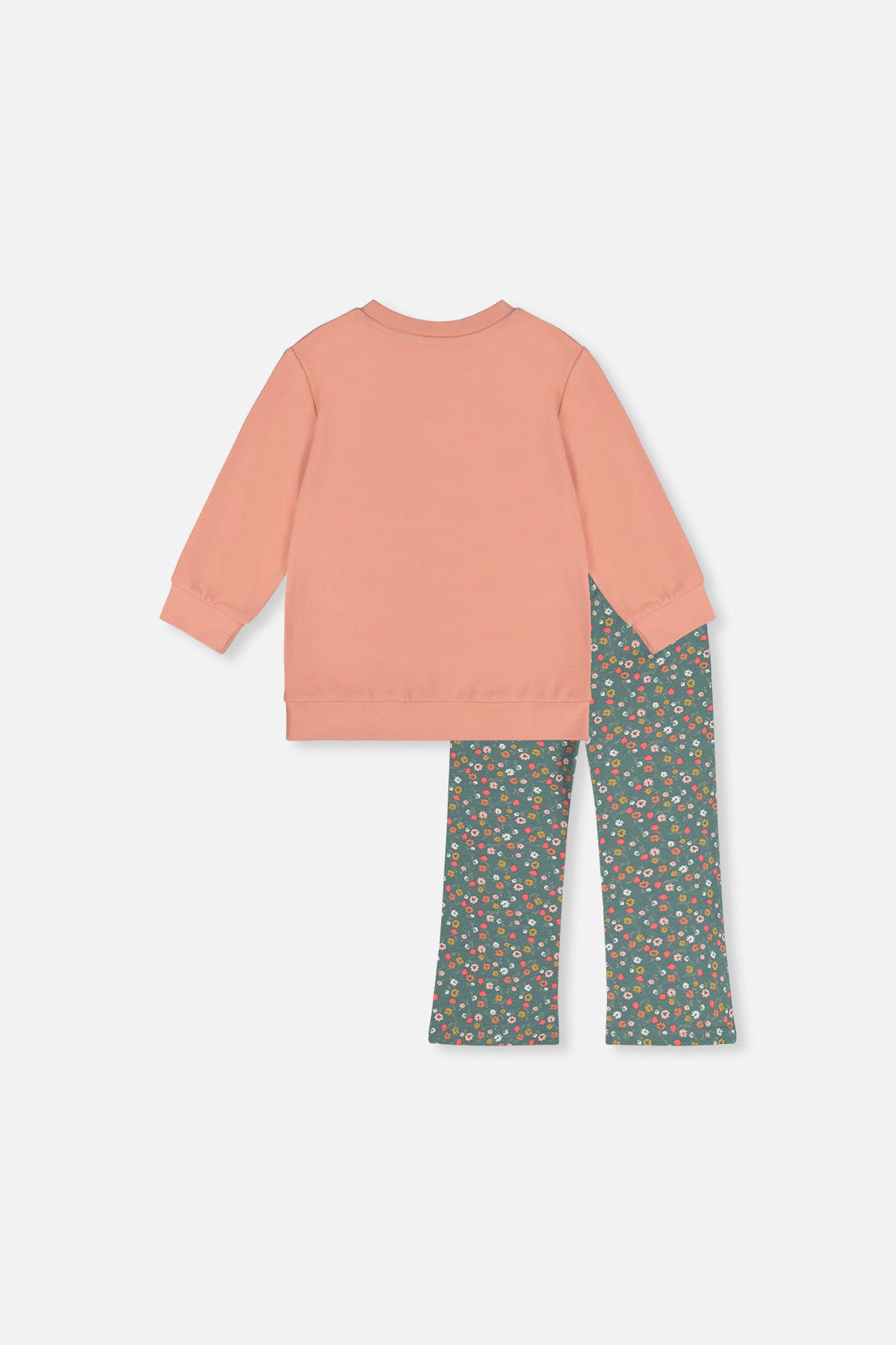 Deux par Girls Ribbed Tunic and Flared Leggings Set with Floral Print