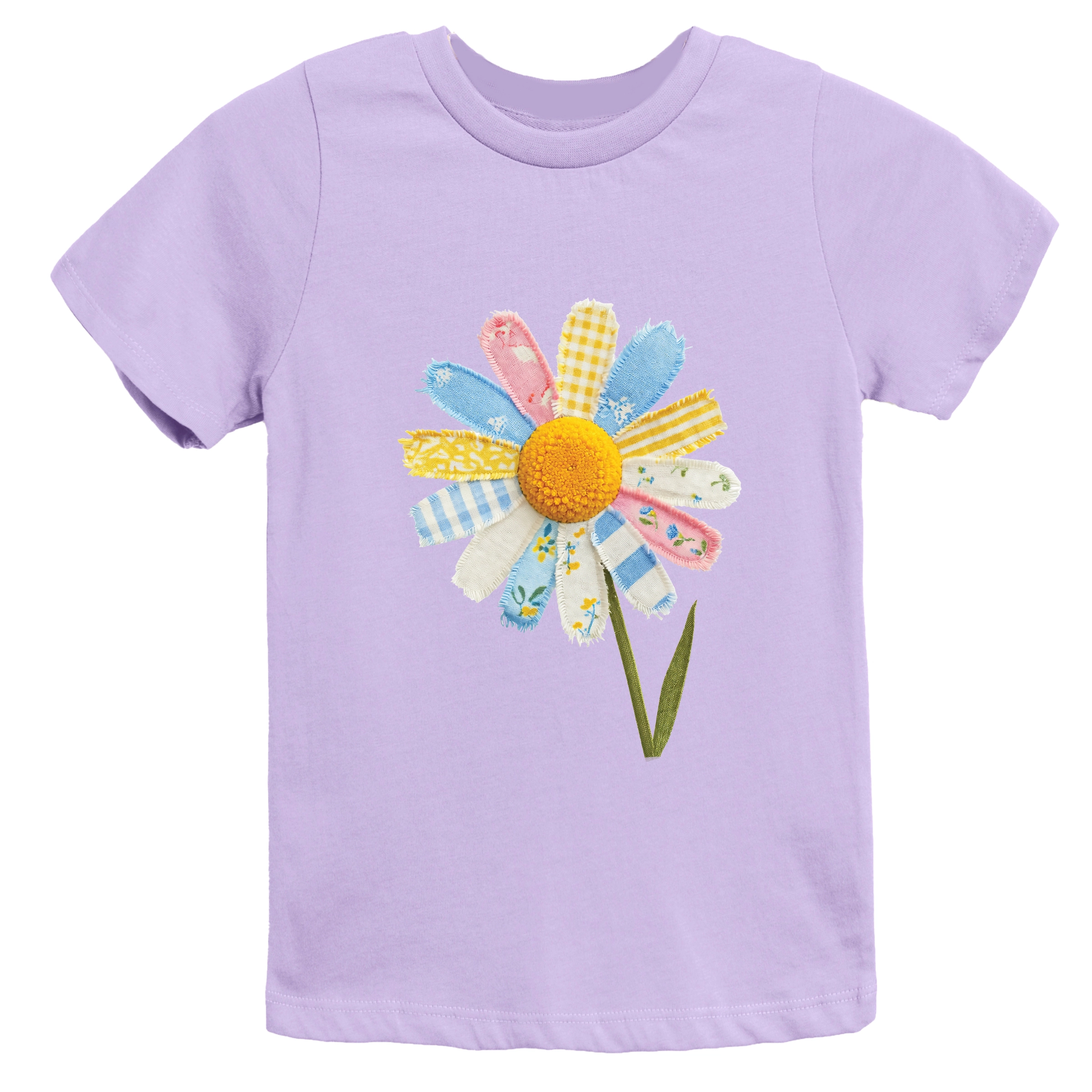 The Juniper Shop - Youth Short Sleeve Graphic T-Shirt Daisy Faux Patchwork