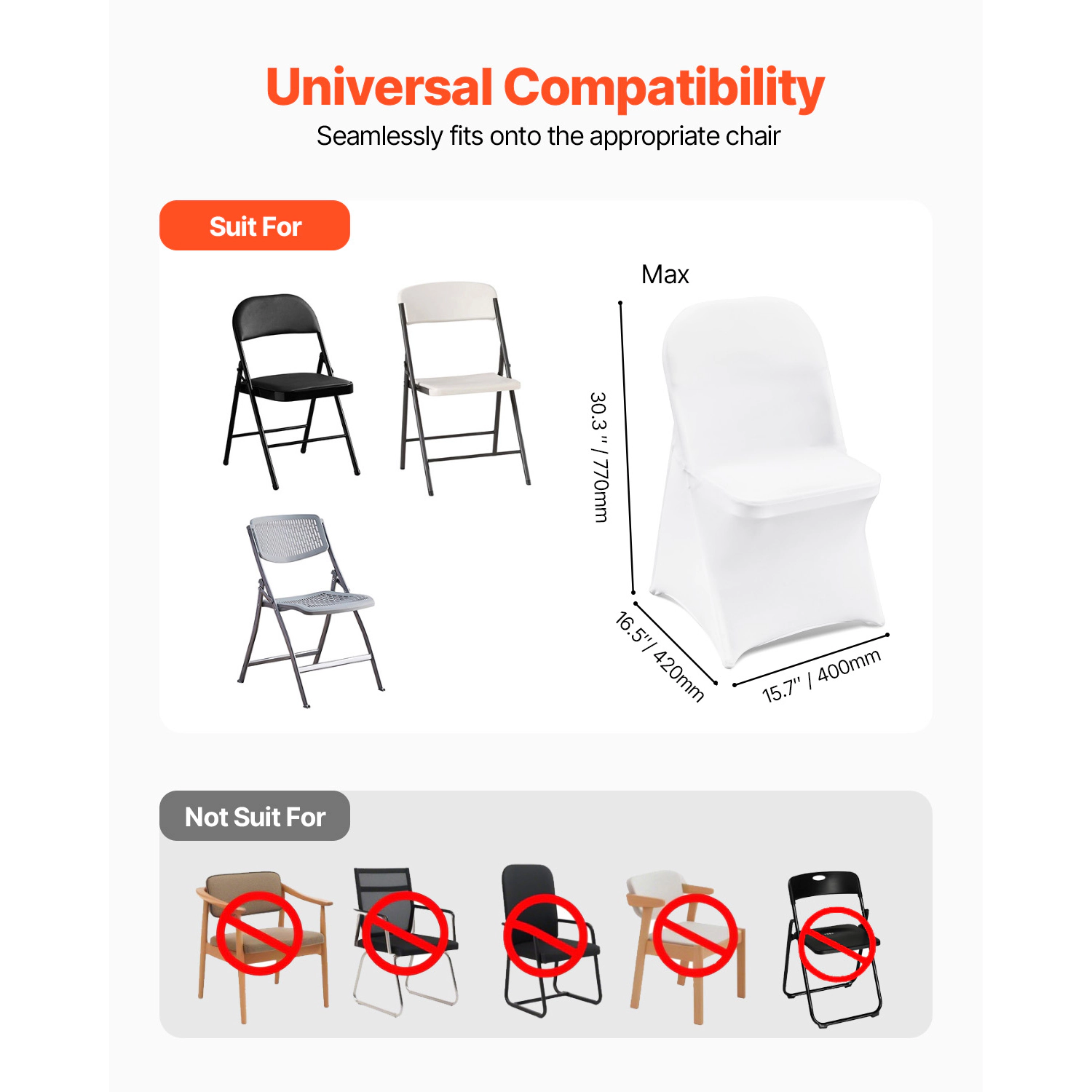 HONGGE Stretch Spandex Folding Chair Covers Universal Fitted Chair Cover Removable Washable Protective Slipcovers for