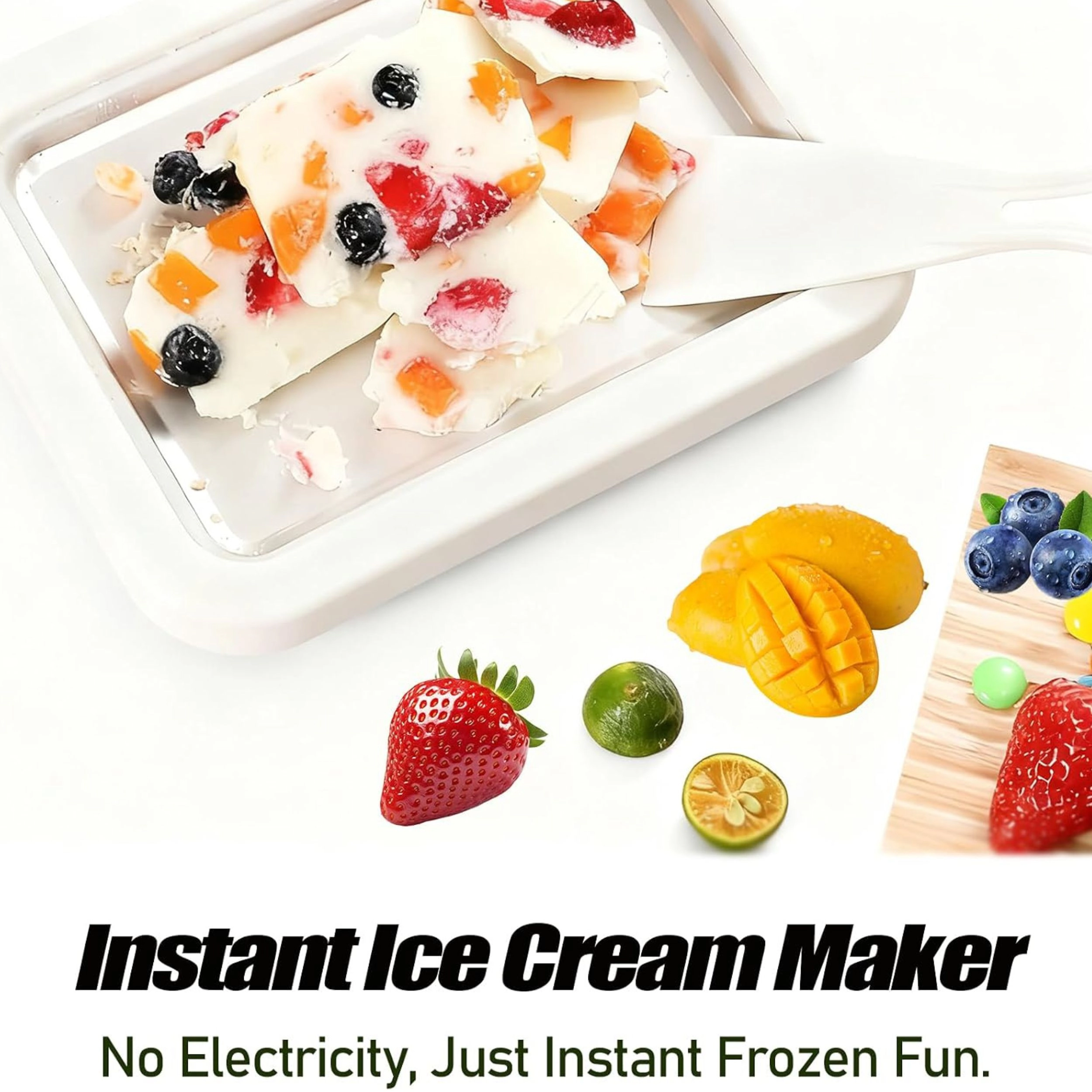 Stock Preferred Rolled Ice Cream Maker with Instant Freeze Tray and 2 Scrapers