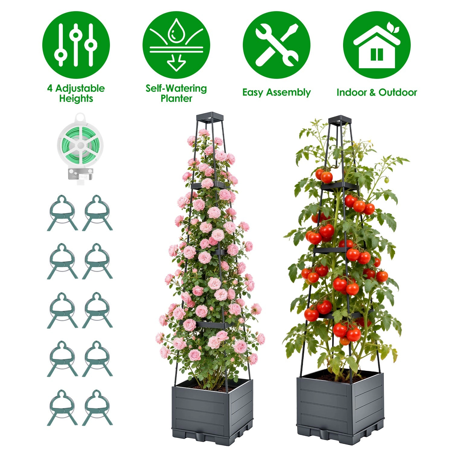 GBruno Self-Watering Raised Garden Bed With Trellis