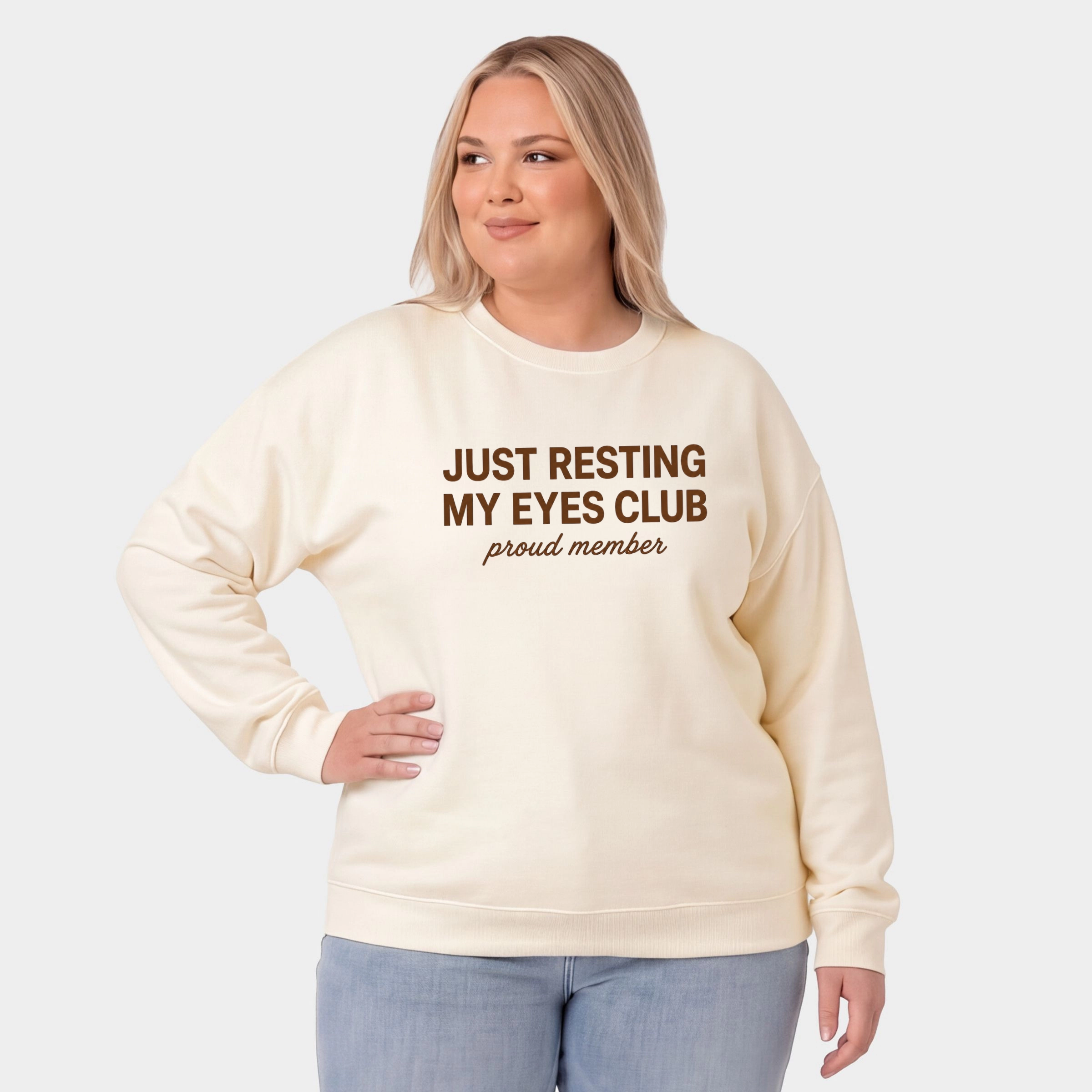 Simply Sage Market - Women's Plus Sized Graphic Sweatshirt Just Resting My Eyes Club Proud Member