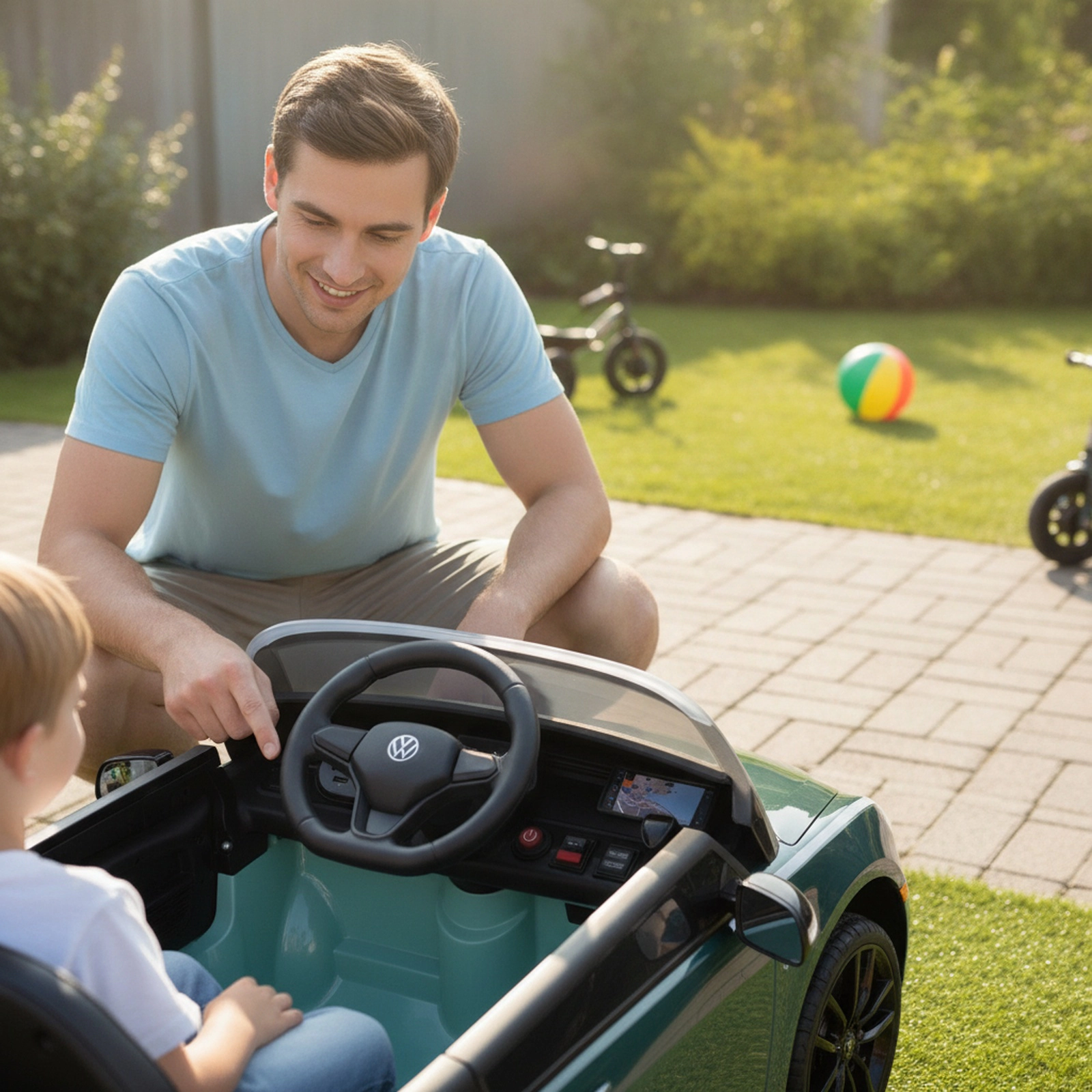 12V Kids Ride On Car Bus with Shift Lever Parent Remote Spring Suspension and LED Headlights for Ages 3-7 Electric Car