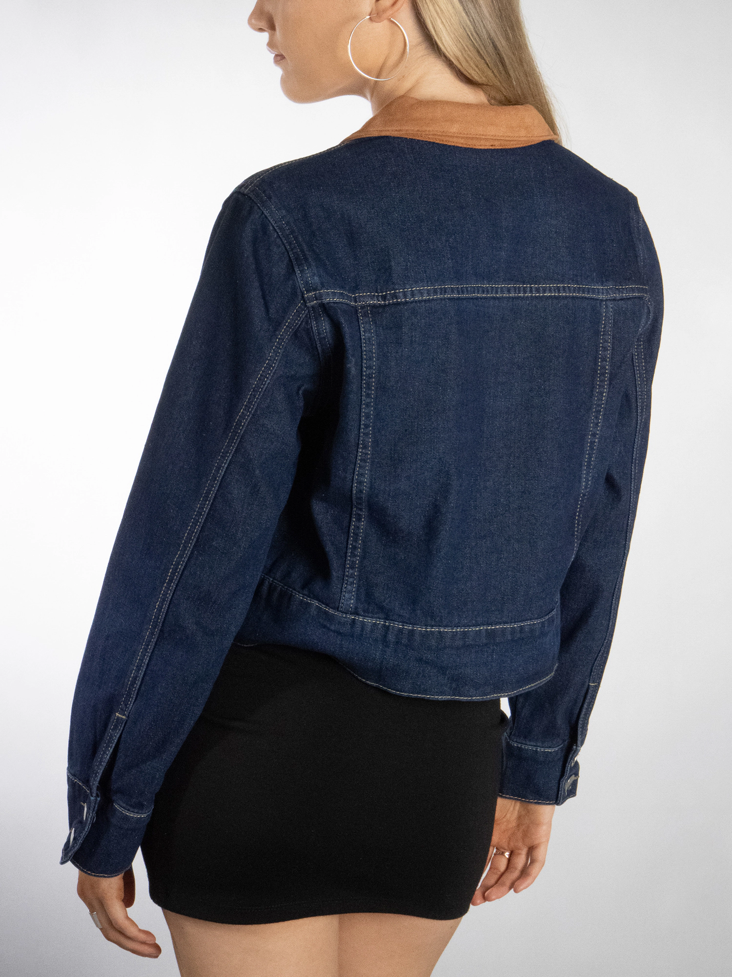 JESS by Meiko Contrast Color Triple Tie Denim Jacket