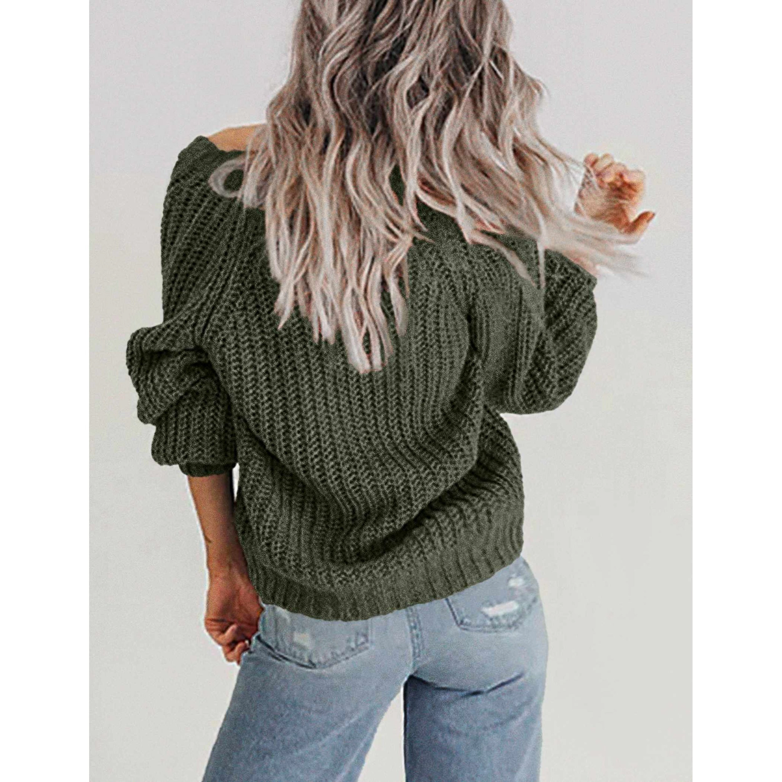 Zeagoo Women's V-Neck Button Down Chunky Knitted Loose Cardigan