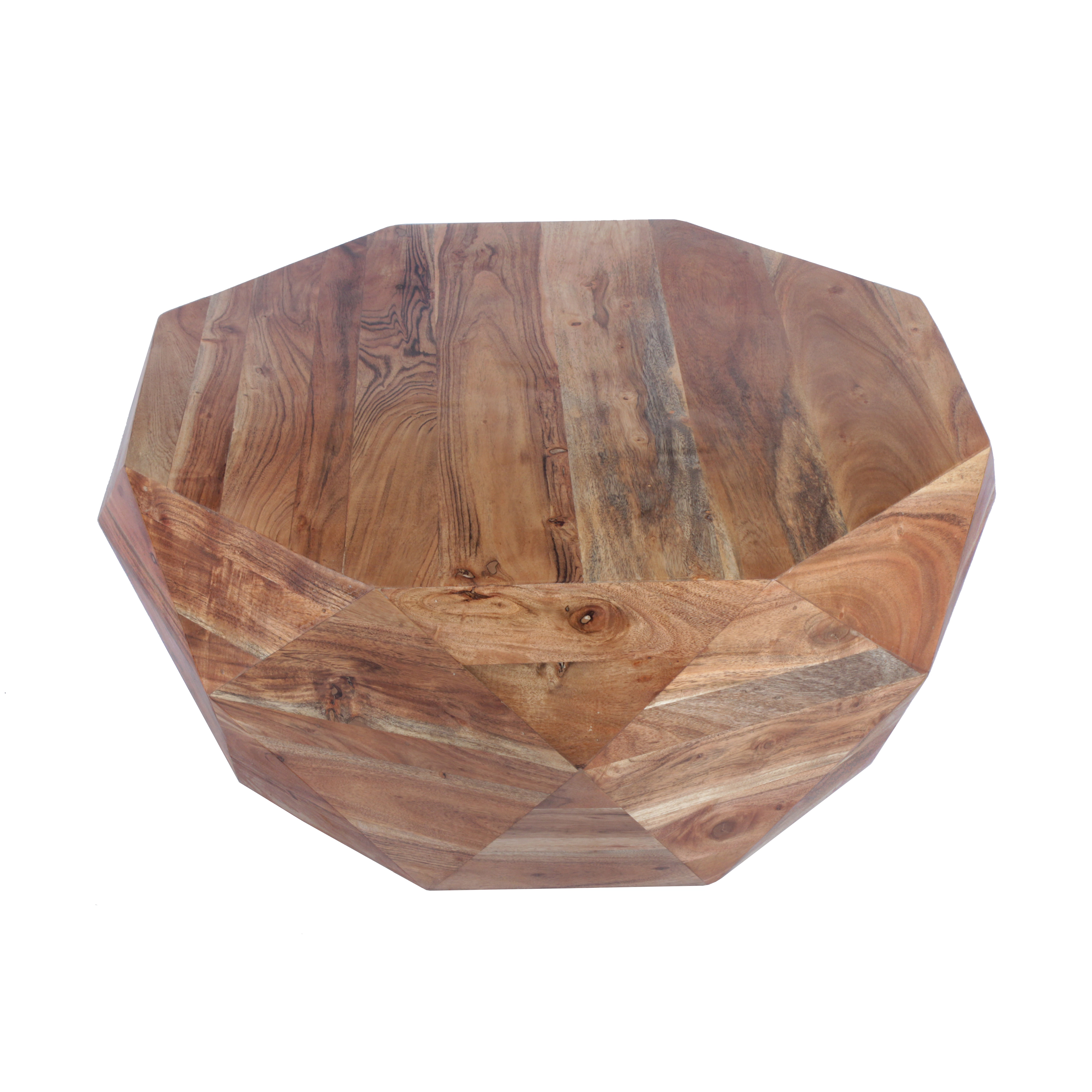 The Urban Port 33 Inch Diamond Shape Acacia Wood Coffee Table With Smooth Top, Natural Brown