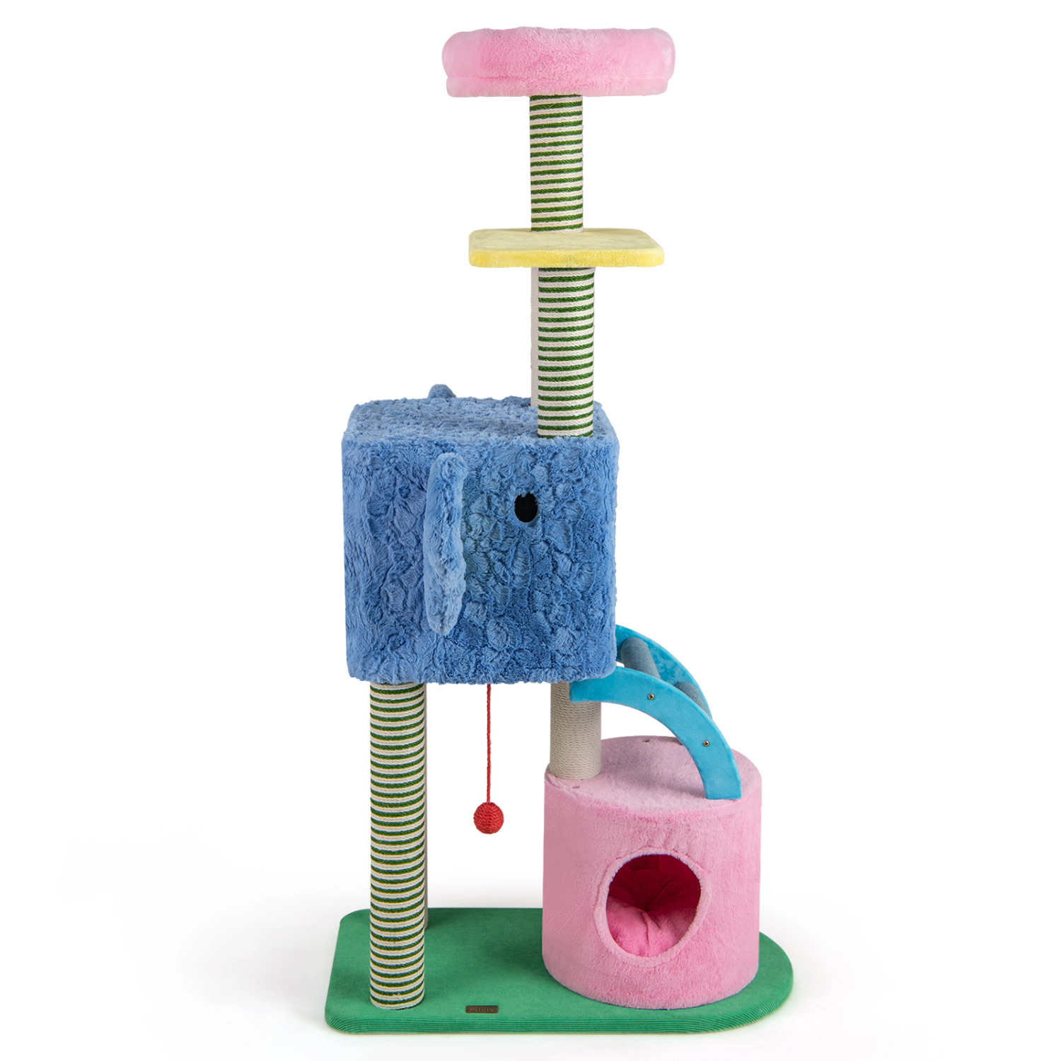LJG Elephant Themed Cat Tree for Adult Cats Multi-Level Kitty Tower with 2 Condos