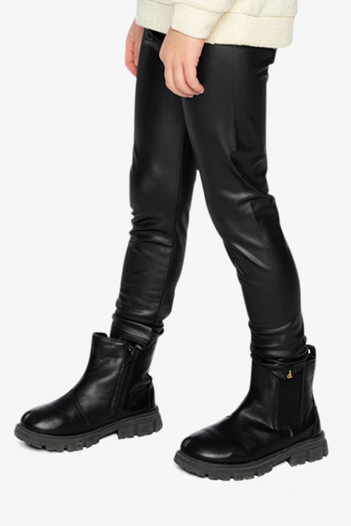 Deux par Girls Elastic Waist Full-Length Faux Leather Leggings