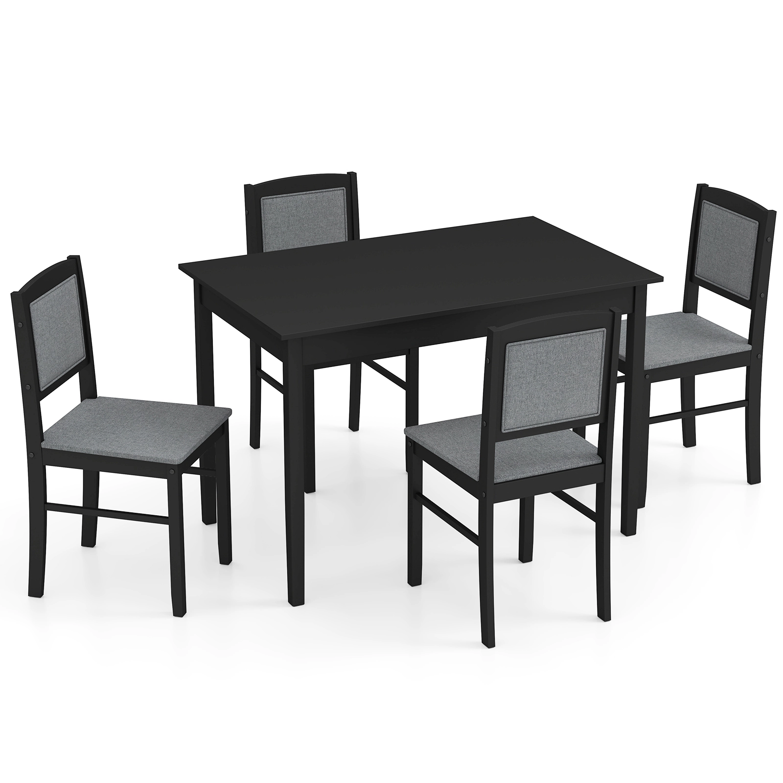 SUGIFT 5-Piece Farmhouse Dining Set for 4, 45-Inch Table with Upholstered Chairs