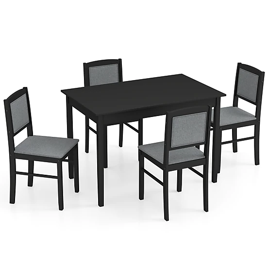 SUGIFT 5-Piece Farmhouse Dining Set for 4, 45-Inch Table with Upholstered Chairs