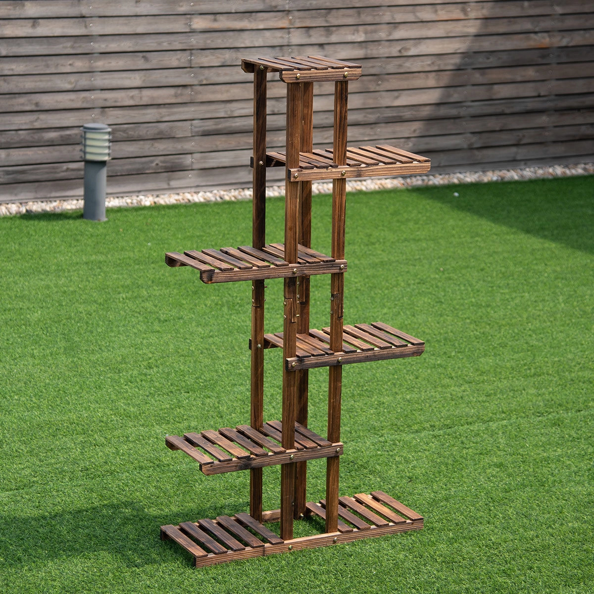SlickBlue Wooden 6 Tier Plant Stand Hollow Shelf Flower Rack Indoor Outdoor Garden Organizer