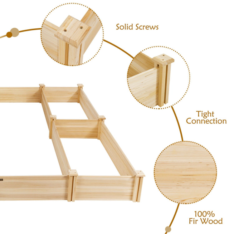 Hivvago U-Shaped Wooden Garden Raised Bed for Backyard and Patio