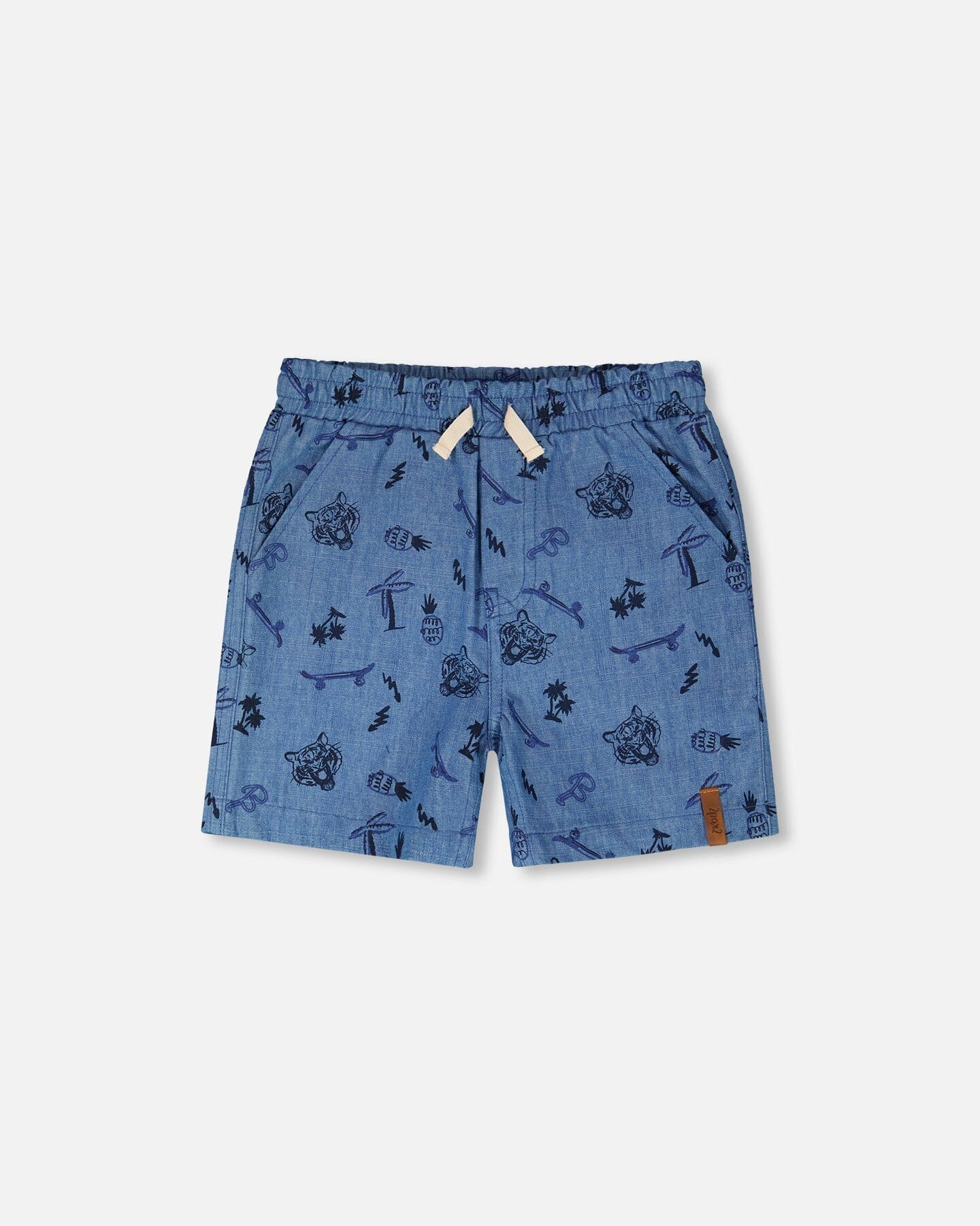 Deux par Boys Chambray Shorts Printed Skateboards