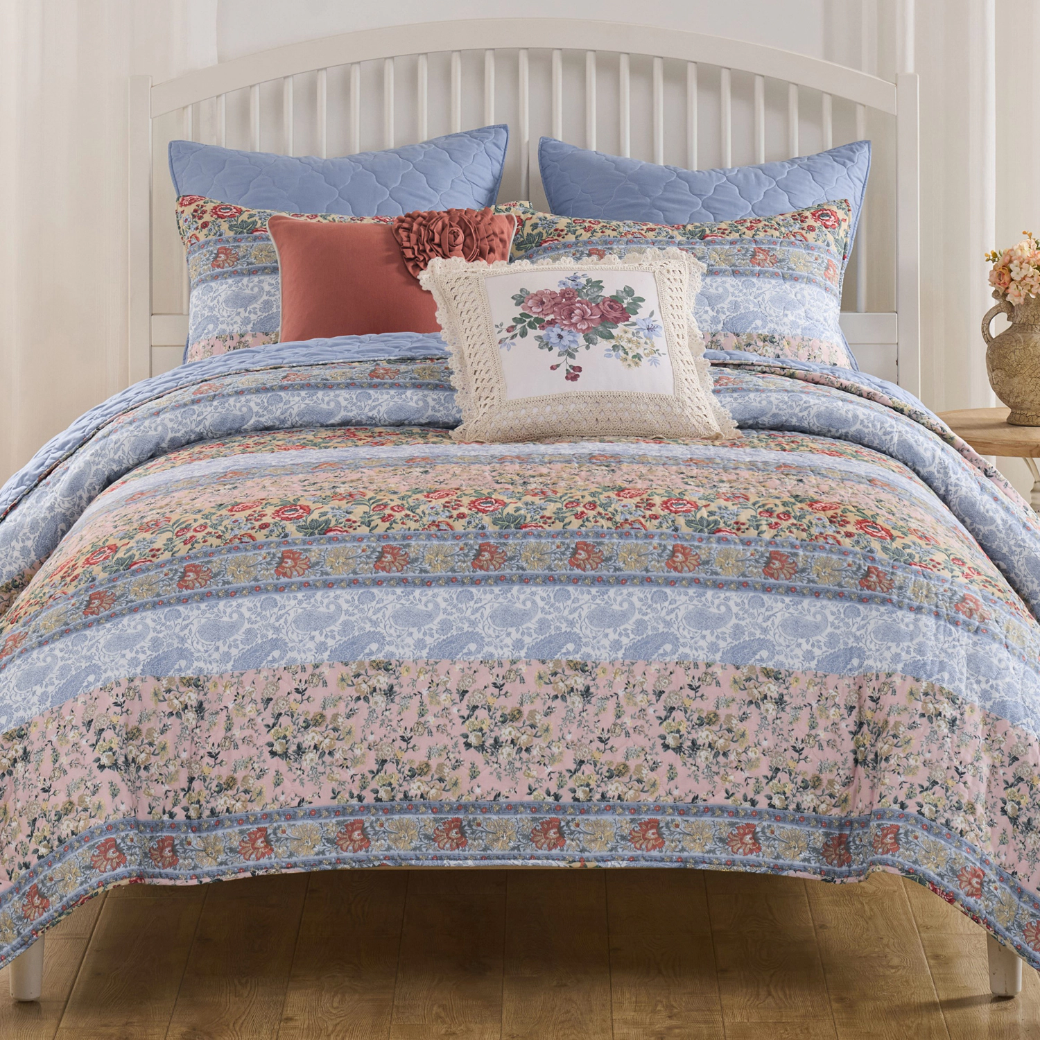 Greenland Home Fashions Kressida Cotton Reversible Lightweight Quilt Set 3 PC