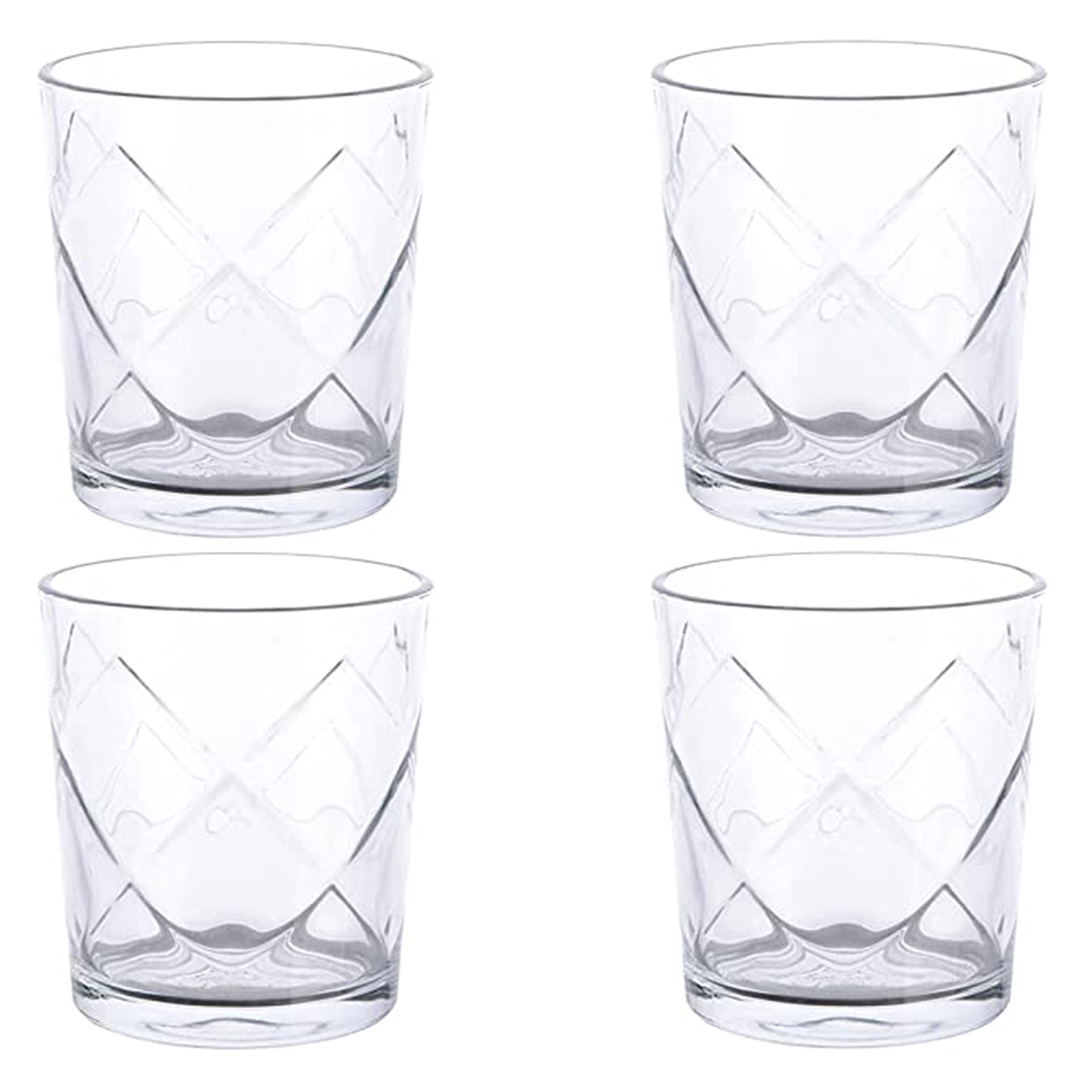 Gibson Home Lattice 4 Piece 13.5 Ounce Double Old-Fashioned Glass Set