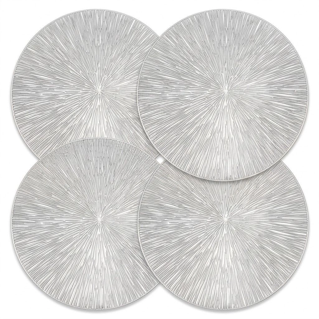 Alilang Unisex 4-Pack Metallic Round PVC Placemats Heat Resistant Textured Table Mats