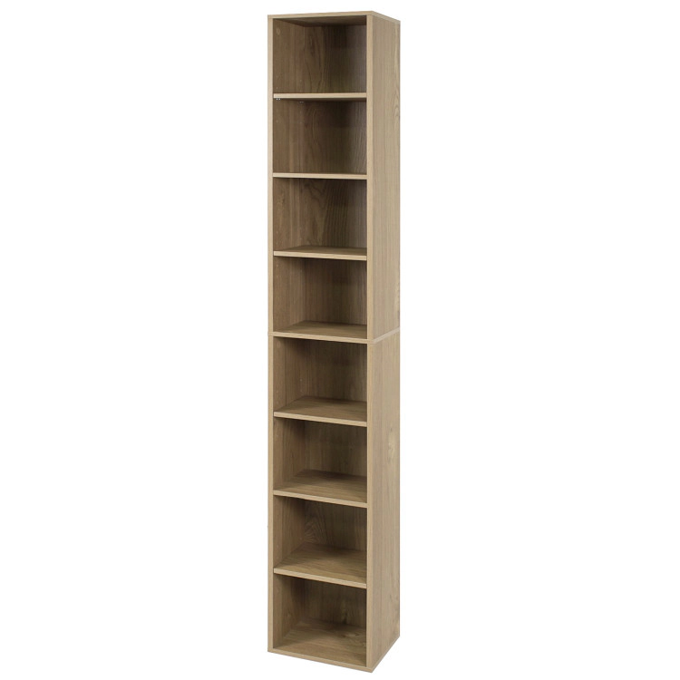 Hivvago 8-Tier Narrow Bookshelf with Adjustable Shelves