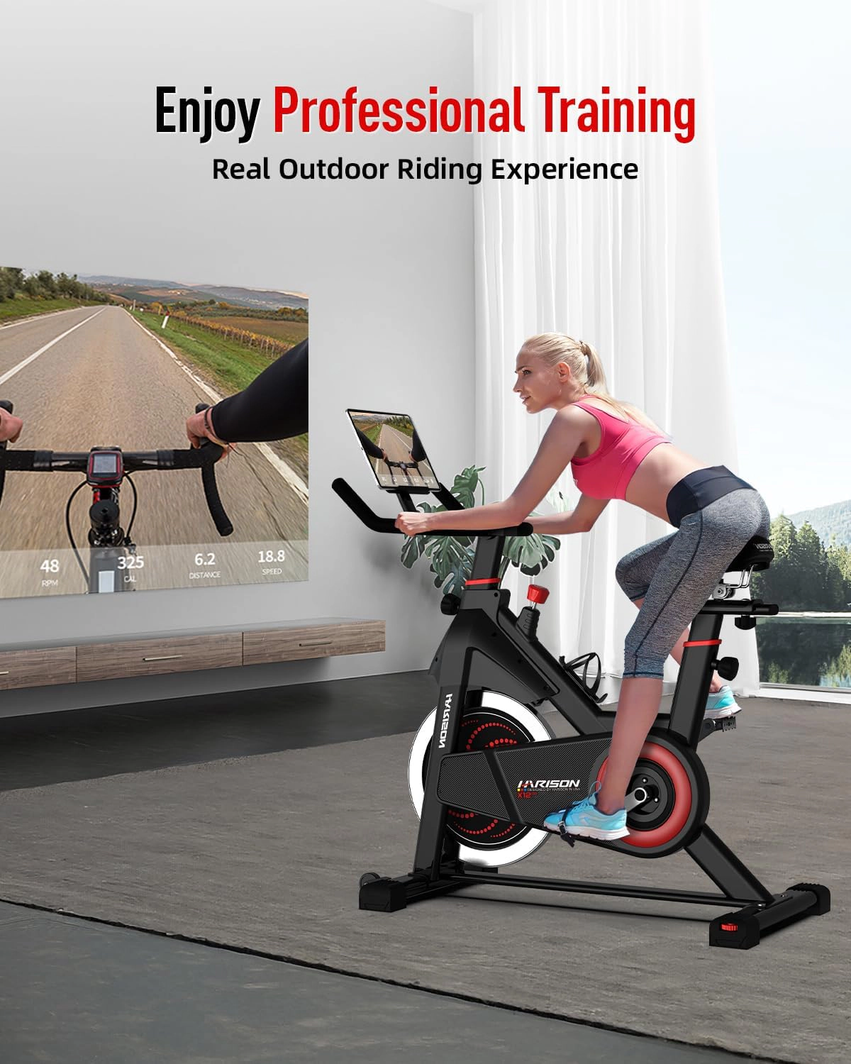 HARISON Magnetic Exercise Bike for Home 380 LB Capacity with Bluetooth