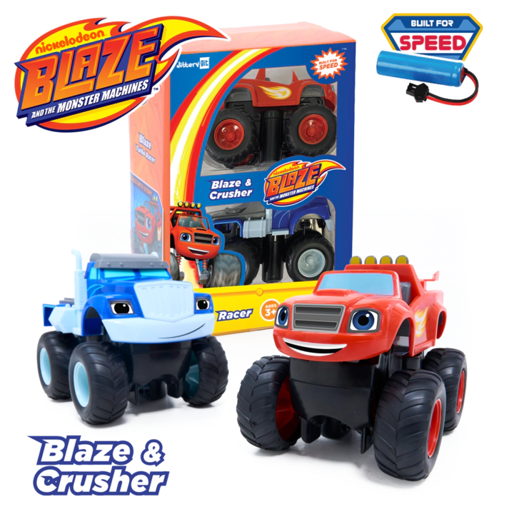 Nickelodeon Blaze Kids Rechargeable Turbo Racer Monster Trucks - Blaze & Crusher 2-Pack