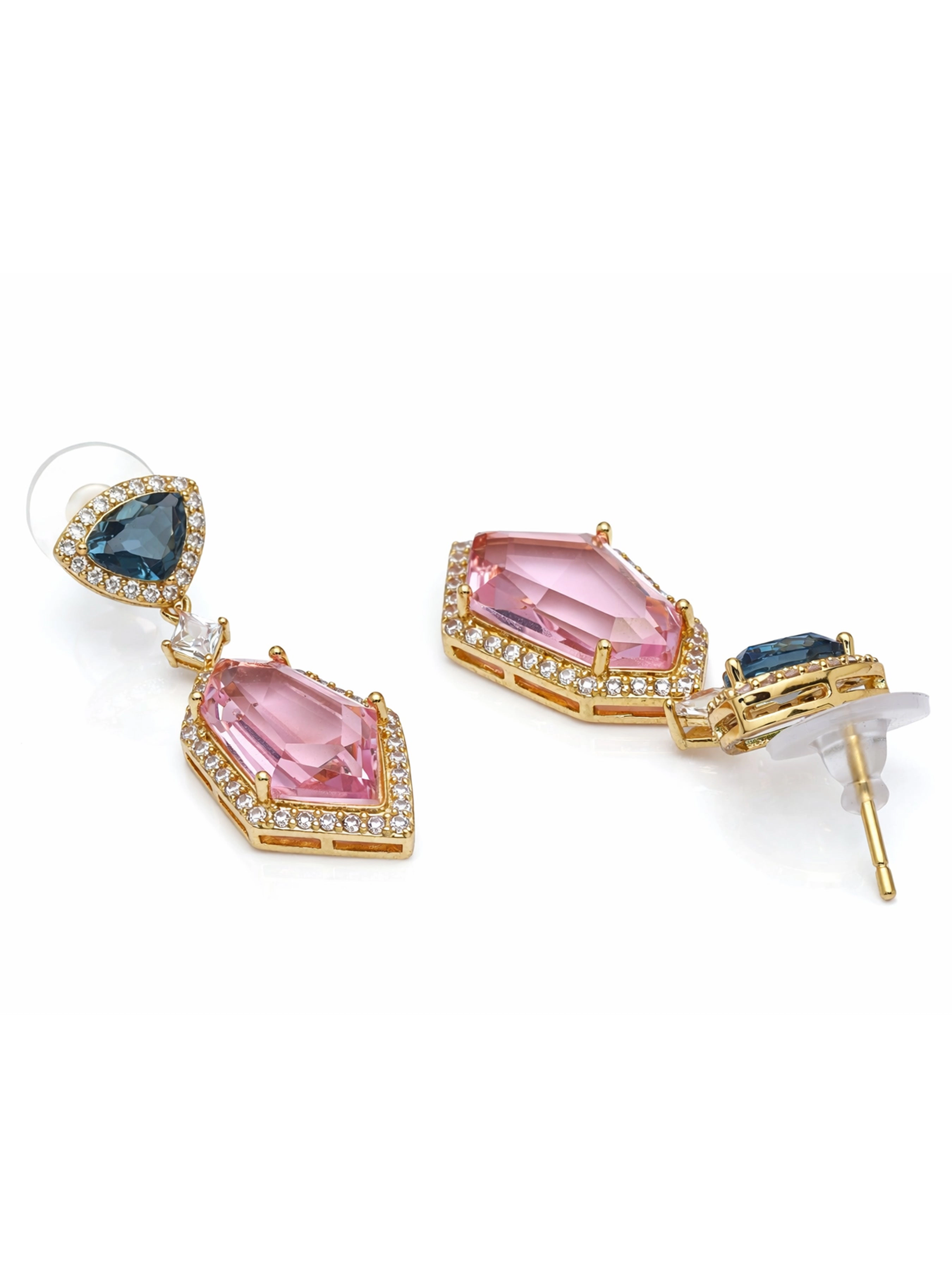 AGP PARIS Womens Geometric Double Stone Drop Earrings