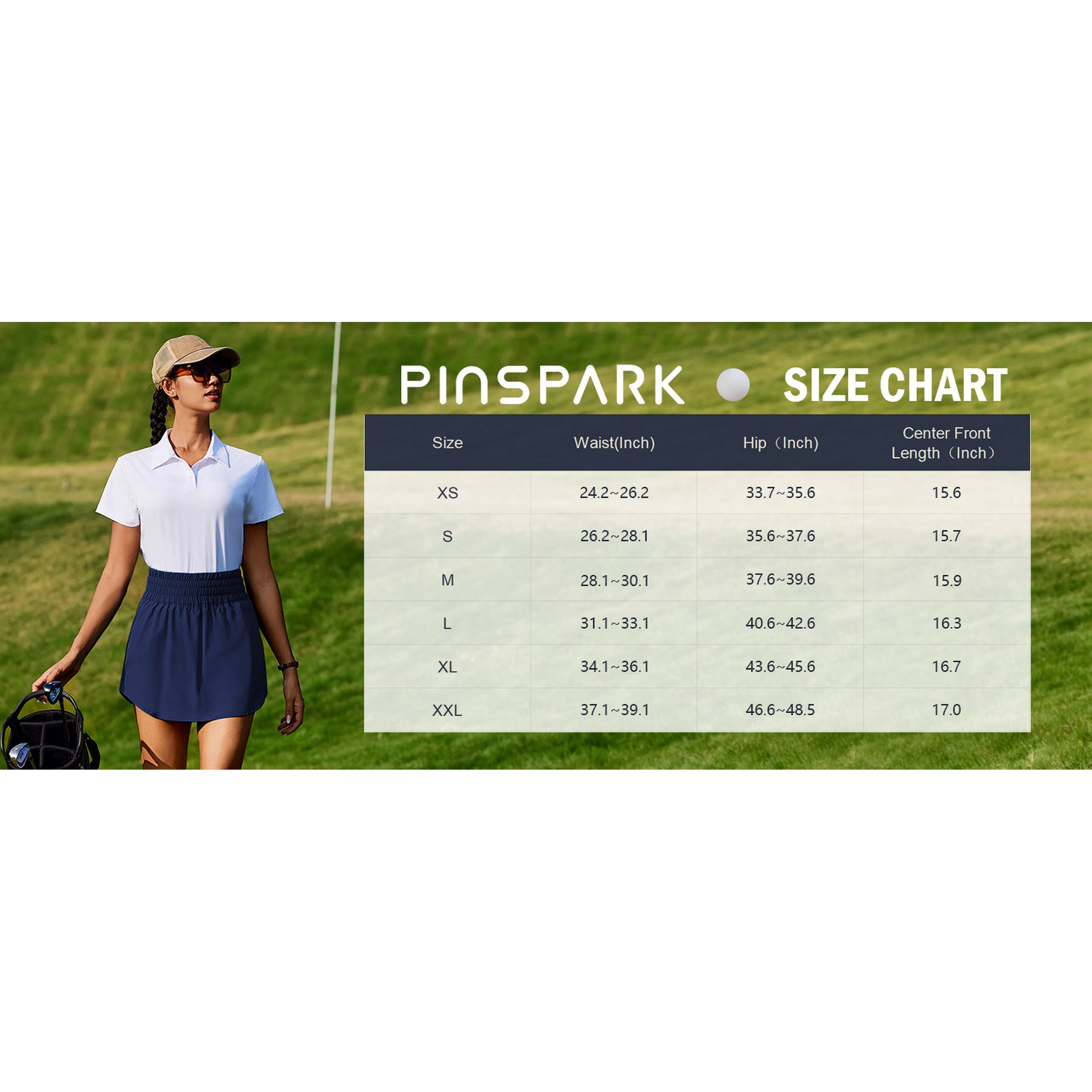 Pinspark Women's High Waist Athletic Skort with Built-in Shorts