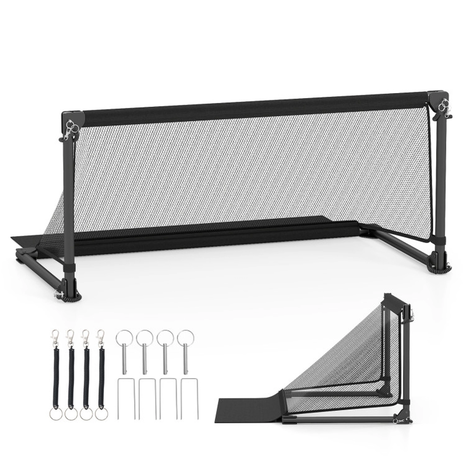 SUGIFT Toddler Black Small Pop Up Soccer Goal with Foldable Powder Coated Metal Frame and PE Net