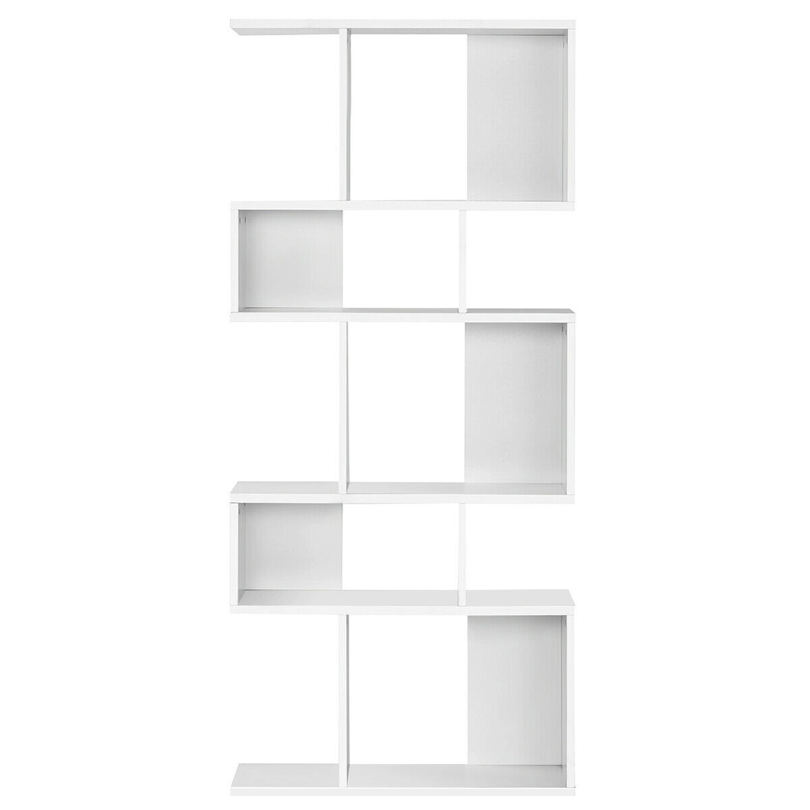 SUGIFT 5-Cube White Ladder Corner Bookshelf 70-in Tall Display Rack 31-in W 11-in D 44-lb Per Shelf