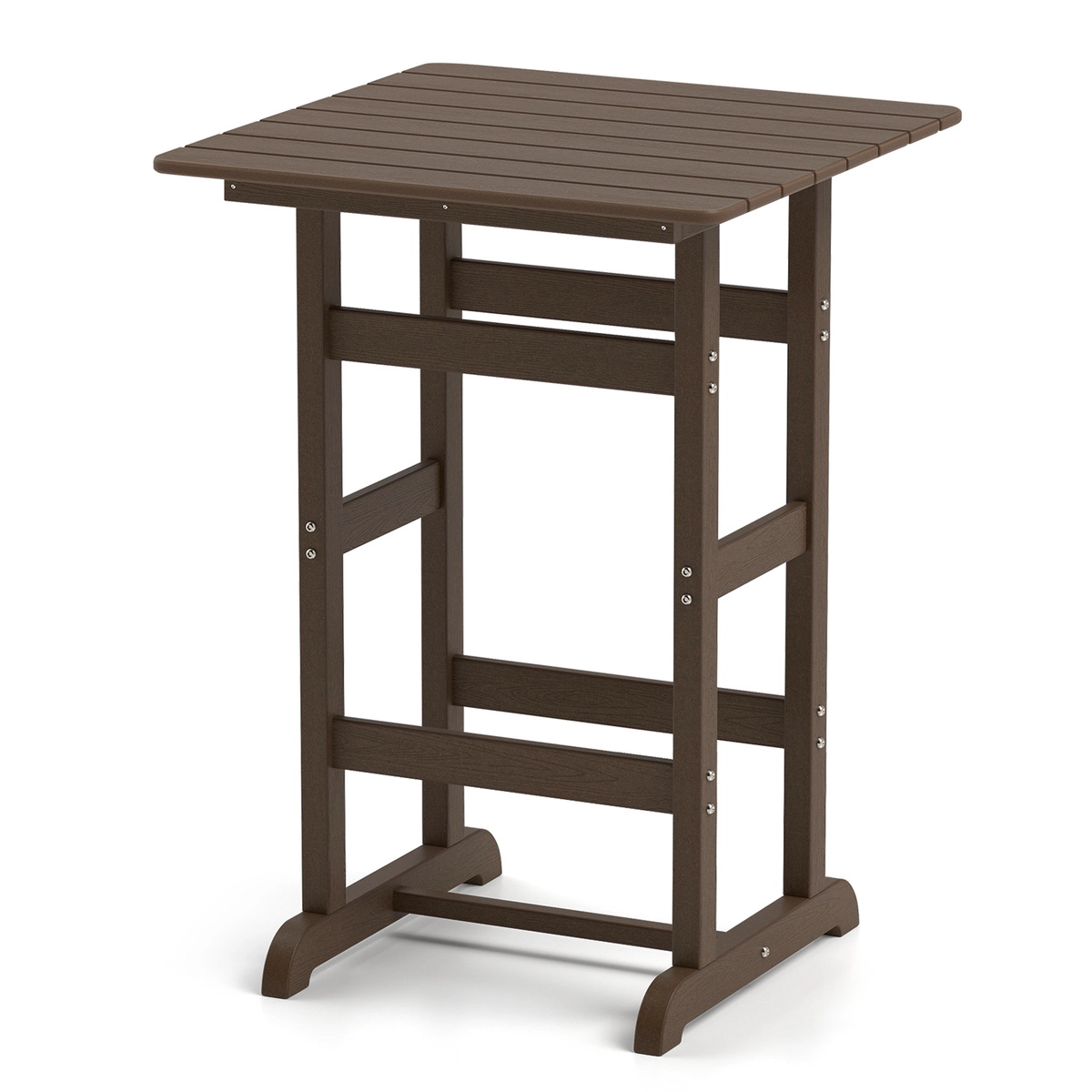 SUGIFT 30-in Square Bar Table Dining Table with Slatted Tabletop 135-lb Capacity for 25.5-31.5 in Bar Stools Brown
