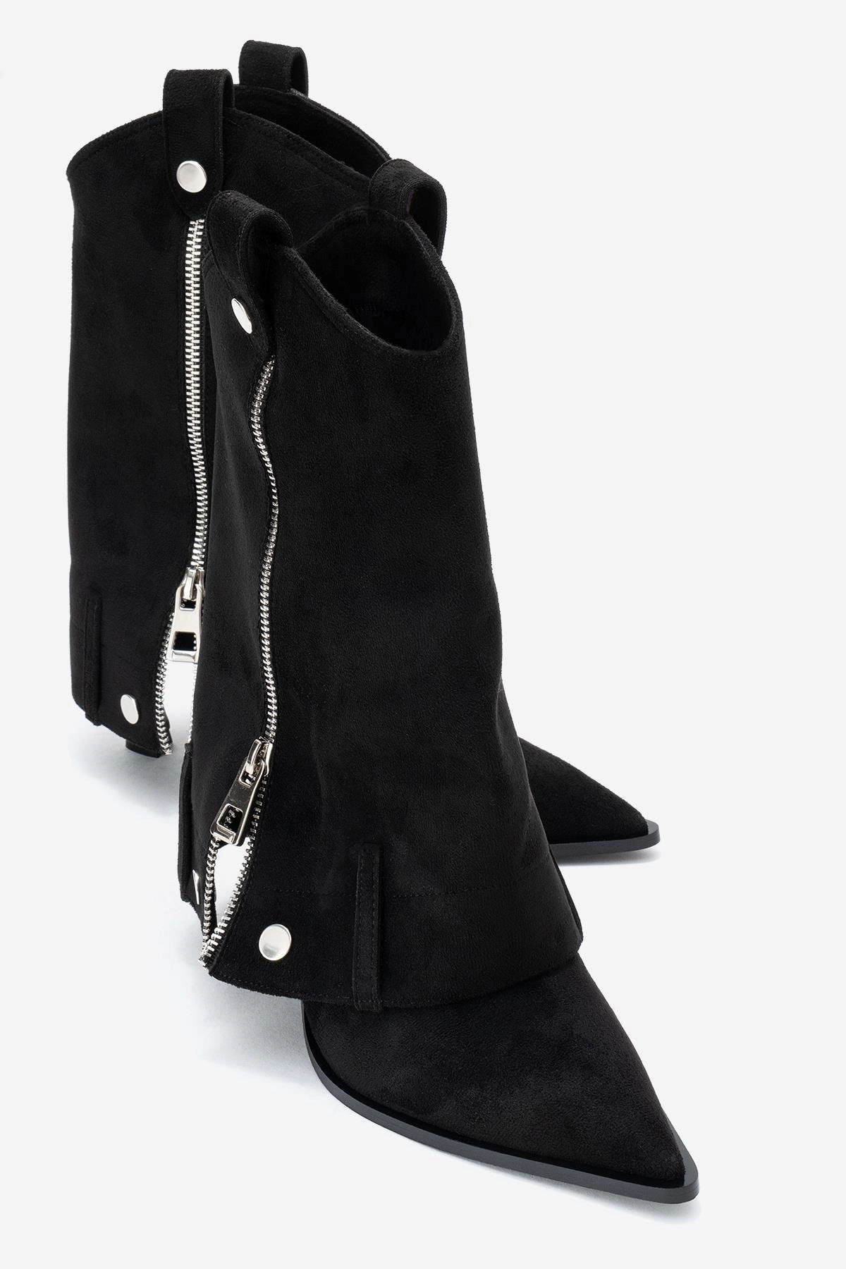 Prologue Shoes Womens Lola Zip Pointed Toe Heel Boot