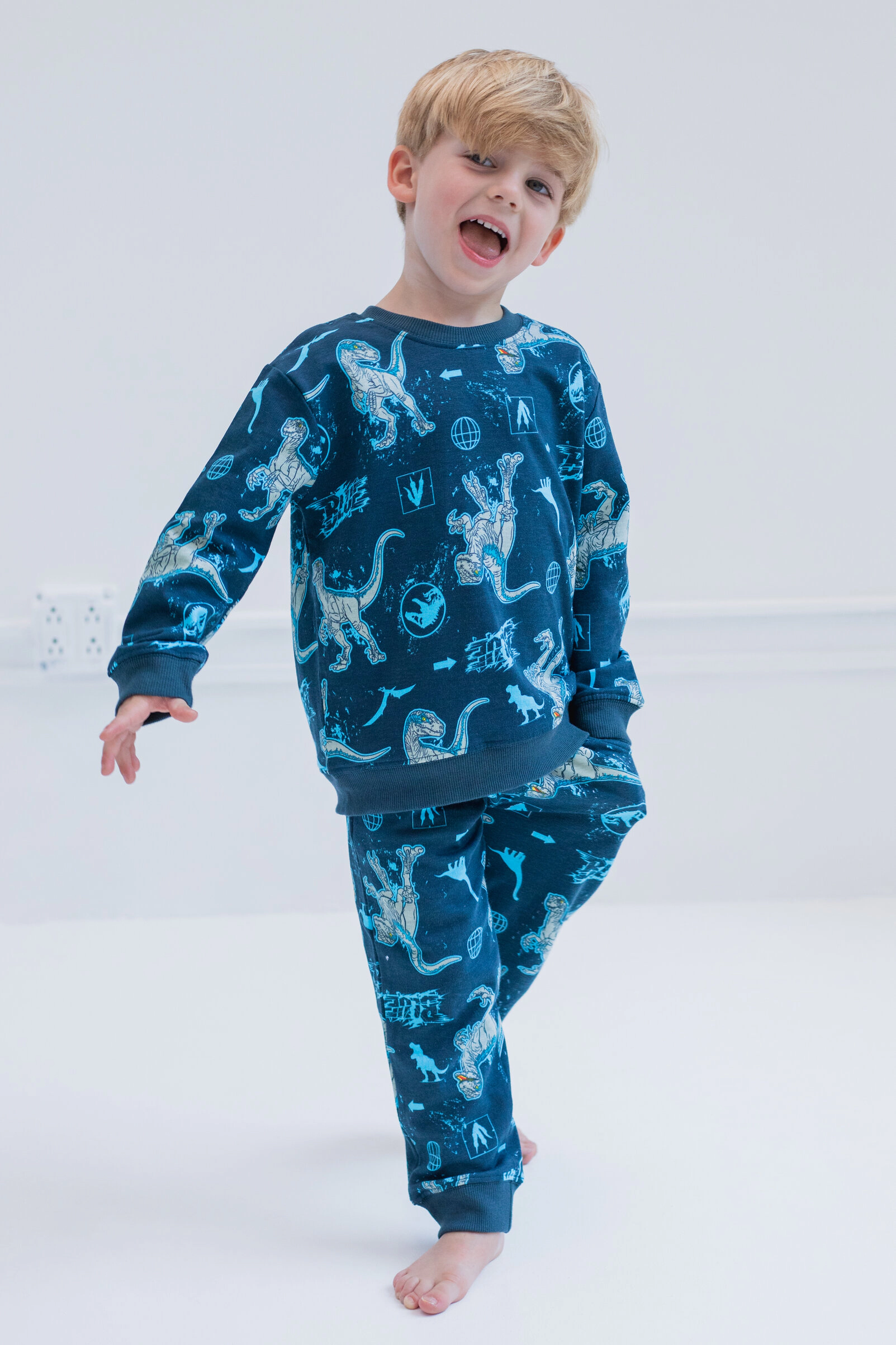 Jurassic World Park Blue (Dinosaur) Boys' 2-Piece Sweatshirt and Pants Set